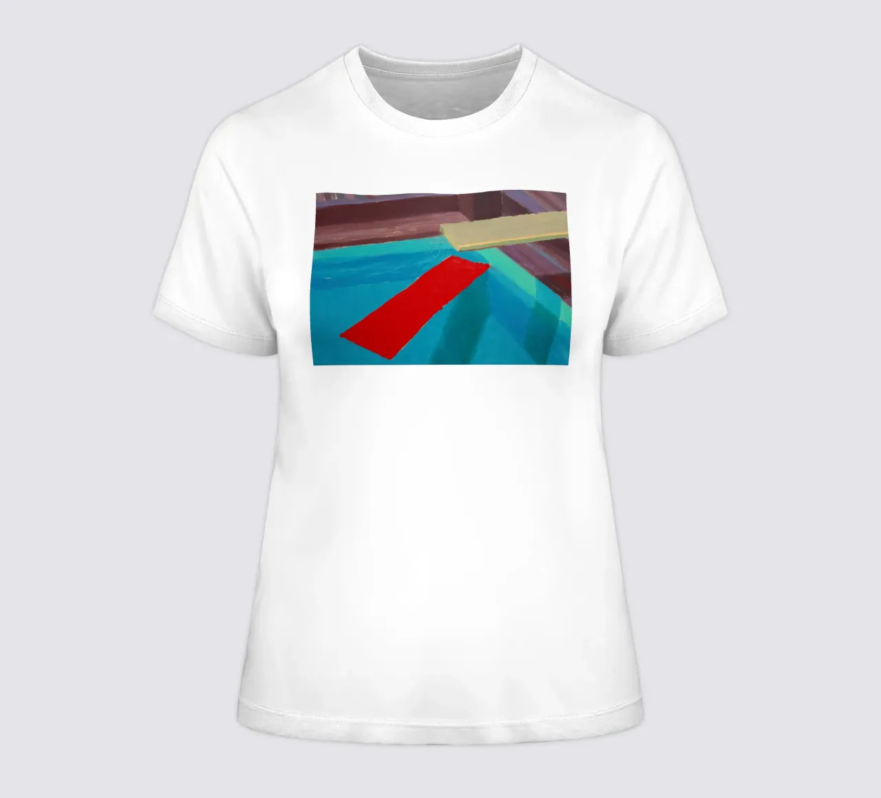 Pastic Sheet Floating in a Pool, 1977 women's fitted t-shirt by khanrosie