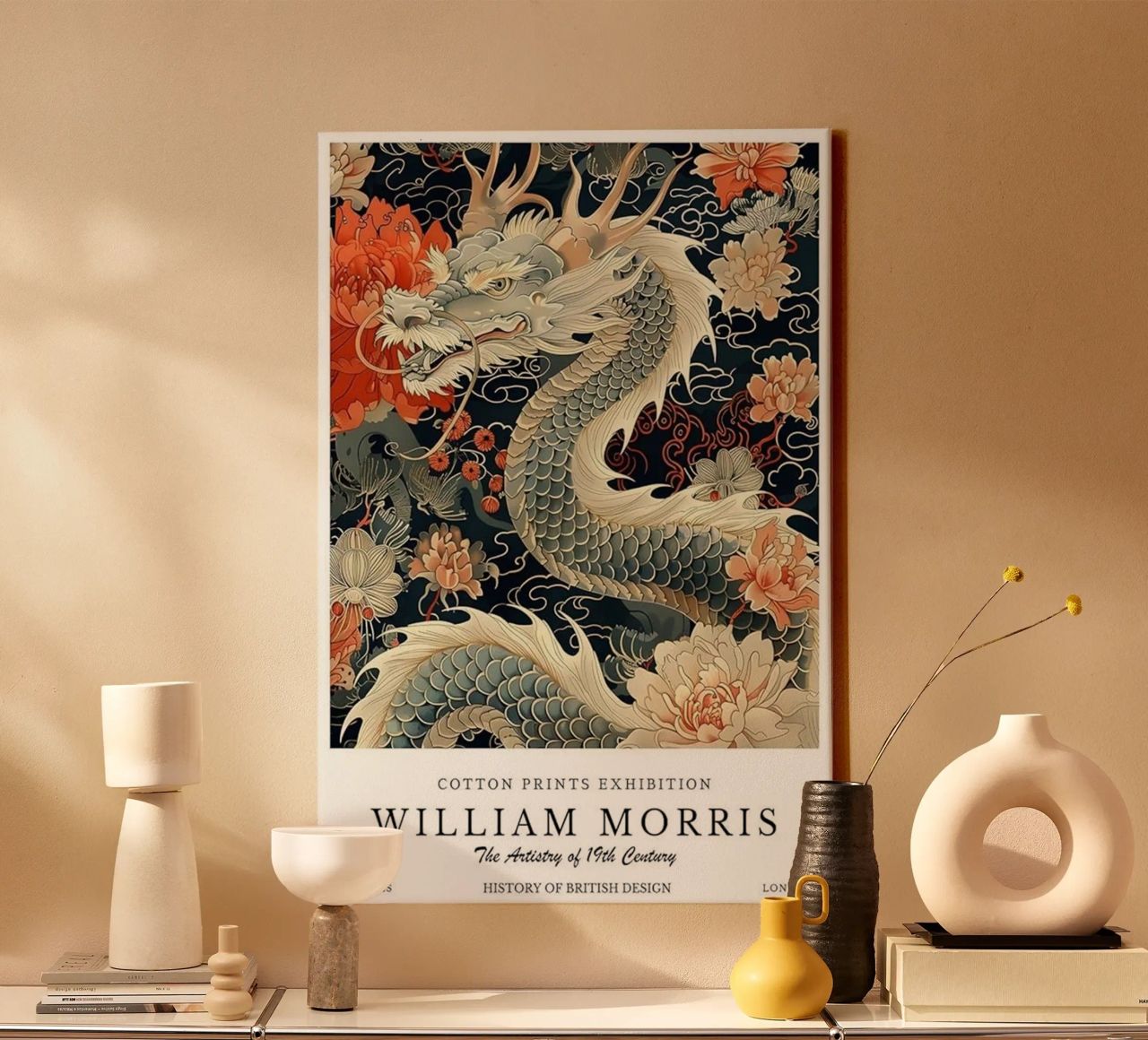 william morris - dragon entouré de fleurs toile de Art Crew Kbm