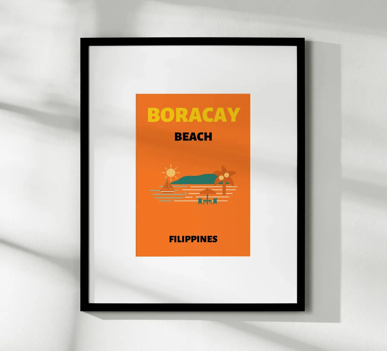 Paesaggio della spiaggia di Boracay di R.K. Philippines - Minimalist Trave poster con telaio in plastica da NorwesClub