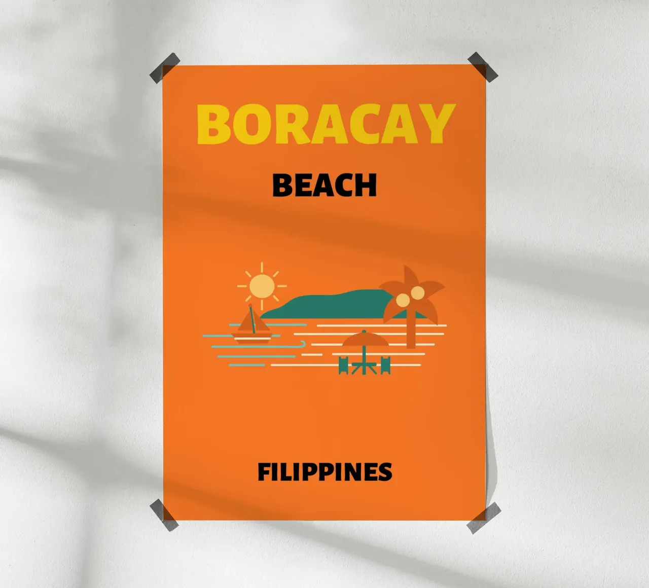 Paesaggio della spiaggia di Boracay di R.K. Philippines - Minimalist Trave poster con telaio in plastica da NorwesClub