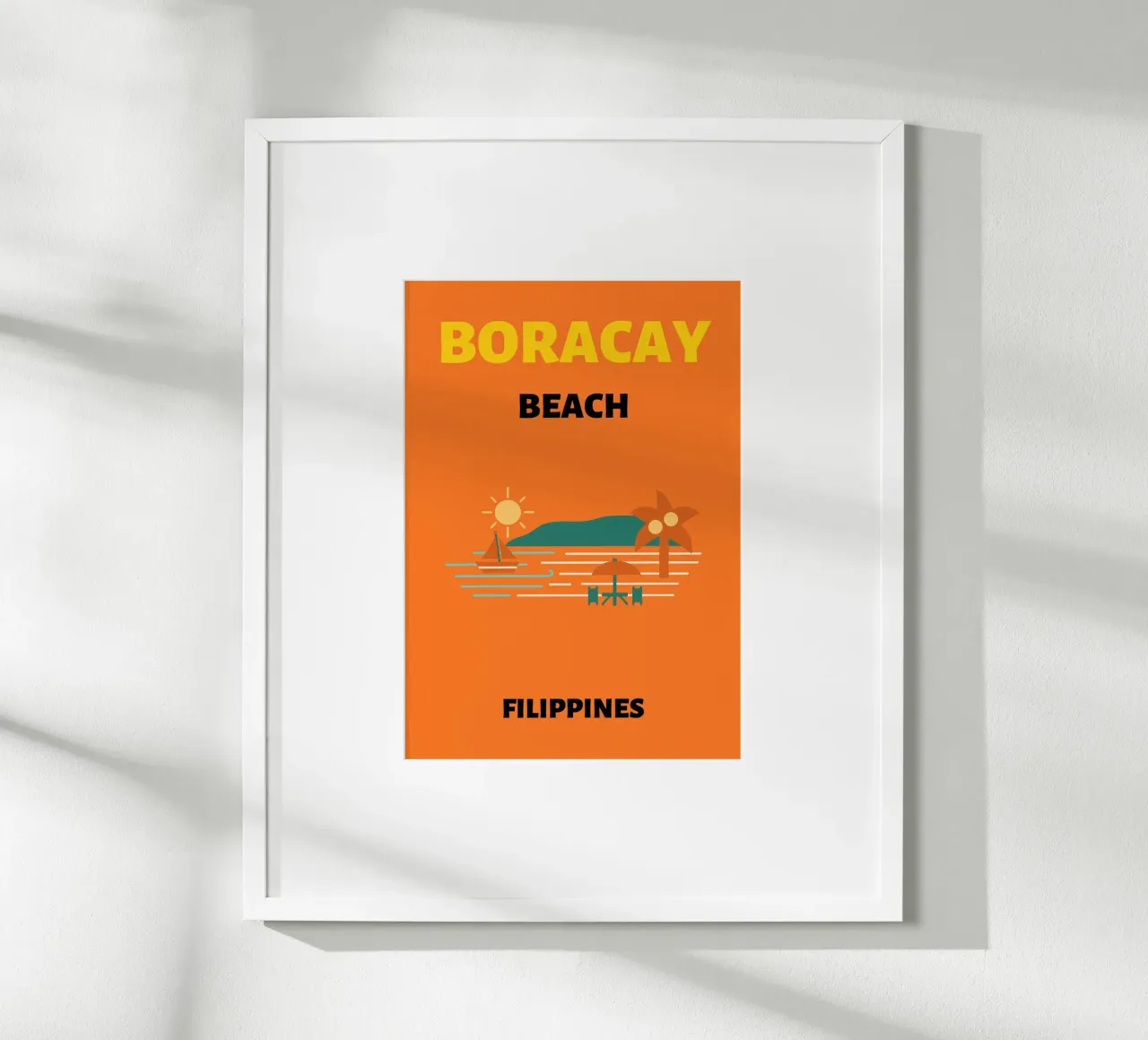 Paesaggio della spiaggia di Boracay di R.K. Philippines - Minimalist Trave poster con telaio in plastica da NorwesClub