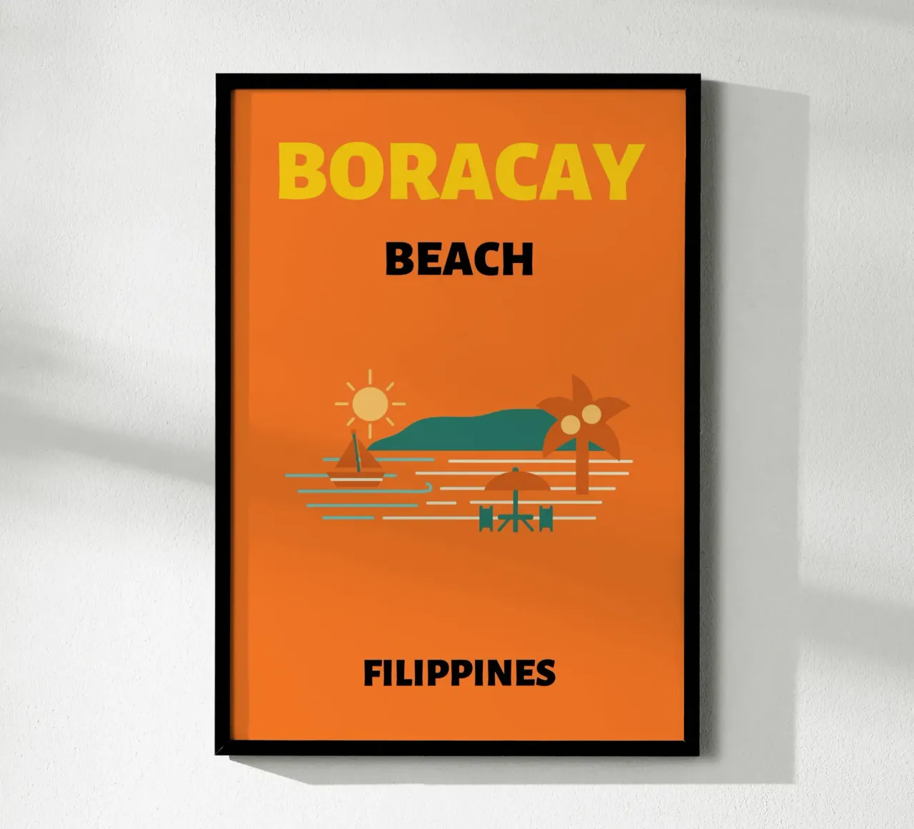 Paesaggio della spiaggia di Boracay di R.K. Philippines - Minimalist Trave poster con telaio in plastica da NorwesClub