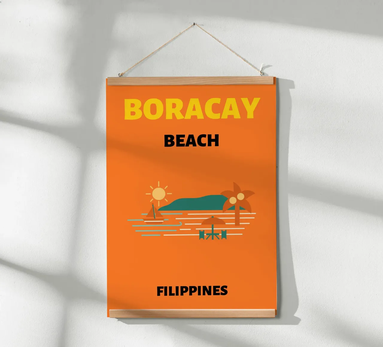 Paesaggio della spiaggia di Boracay di R.K. Philippines - Minimalist Trave poster con telaio in plastica da NorwesClub
