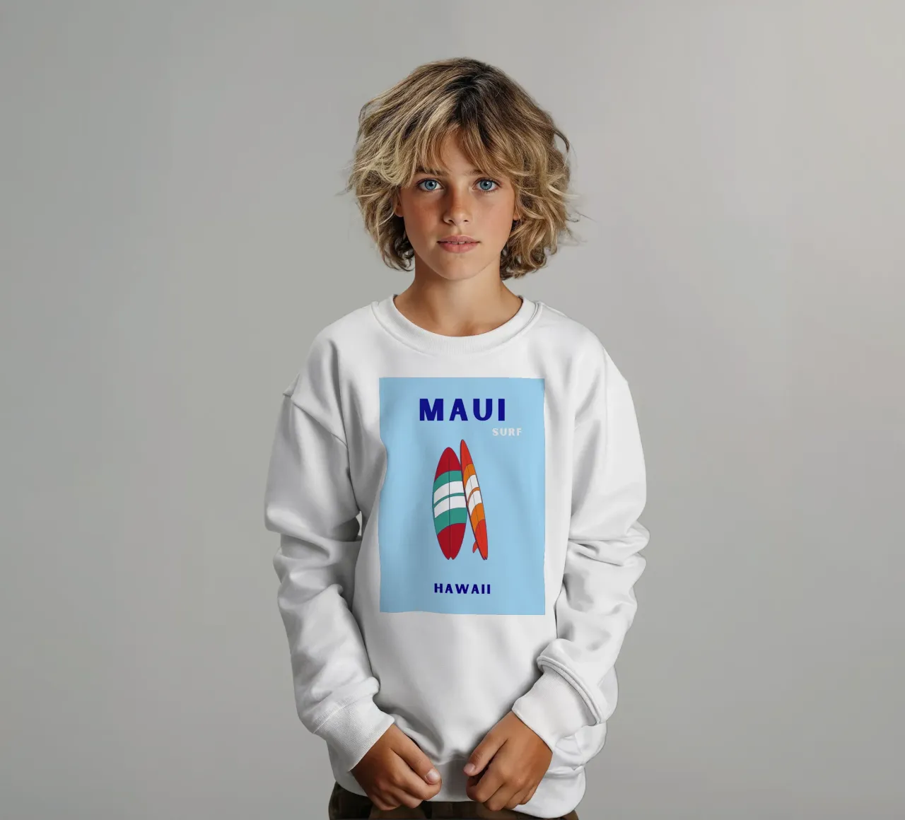 Maui Surf Art - Poster da spiaggia retrò e pop felpa bambino da NorwesClub