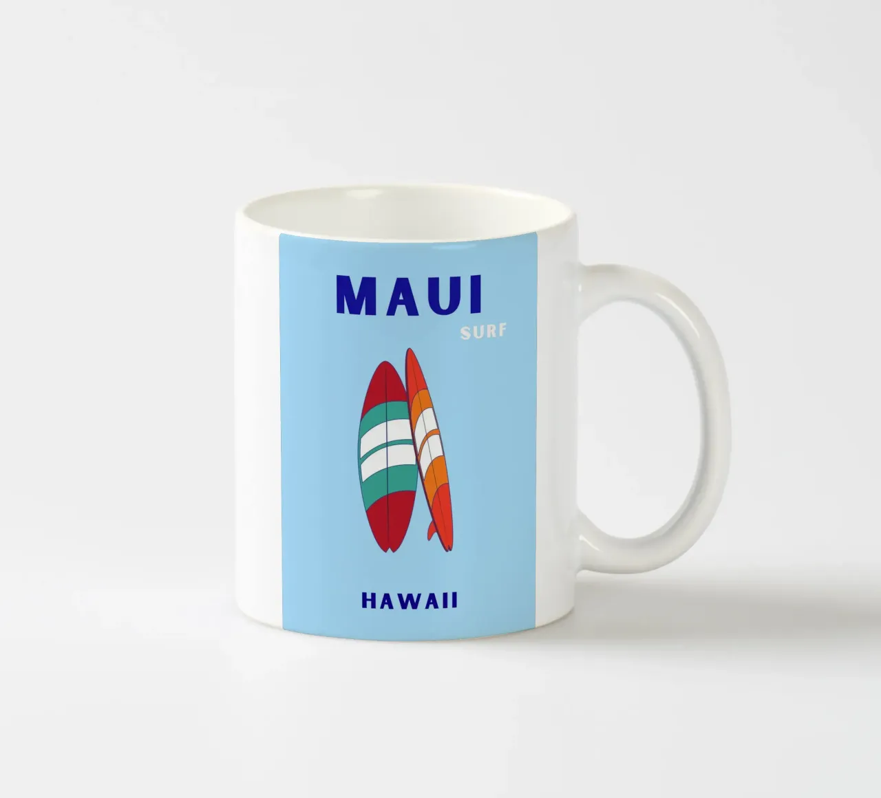 Maui Surf Art - Poster da spiaggia retrò e pop tazza in ceramica da NorwesClub
