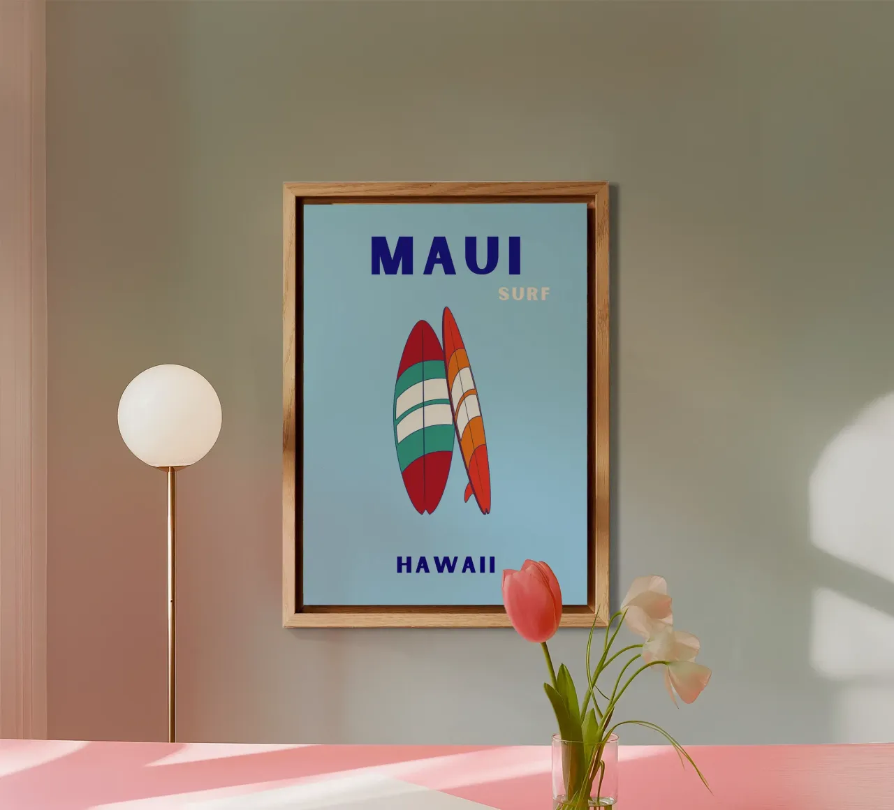 Maui Surf Art - Poster da spiaggia retrò e pop alluminio dibond da NorwesClub