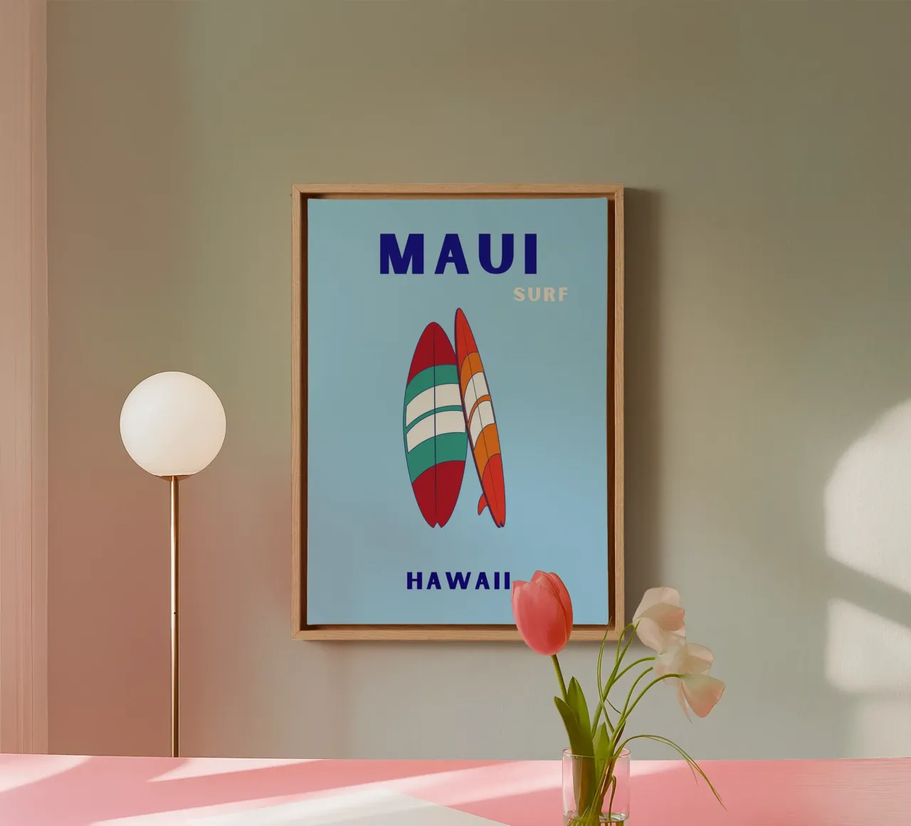 Maui Surf Art - Poster da spiaggia retrò e pop tela da NorwesClub