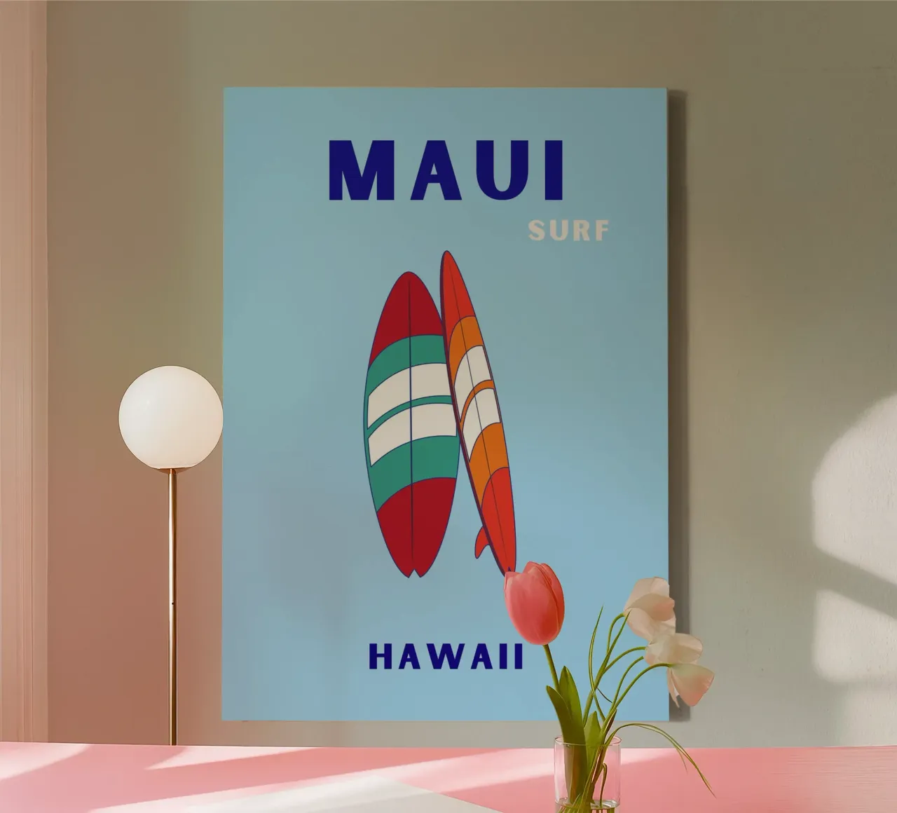 Maui Surf Art - Poster da spiaggia retrò e pop tela da NorwesClub