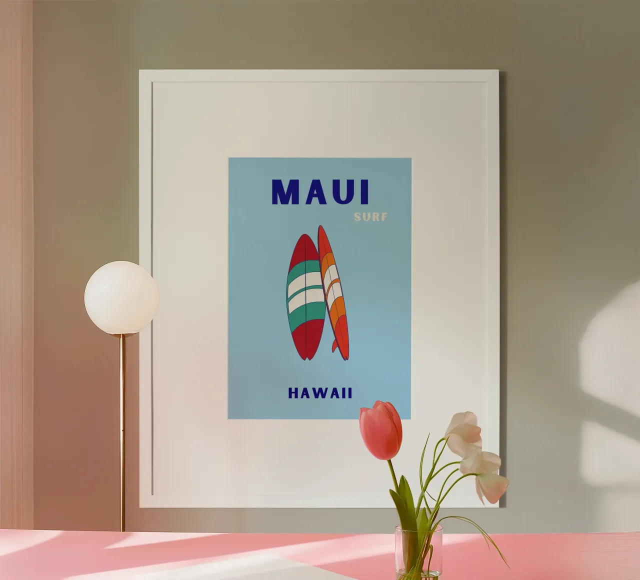 Maui Surf Art - Poster da spiaggia retrò e pop carta hahnemühle da NorwesClub