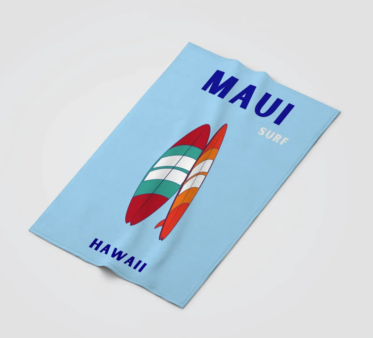 Maui Surf Art - Poster da spiaggia retrò e pop coperta in pile da NorwesClub