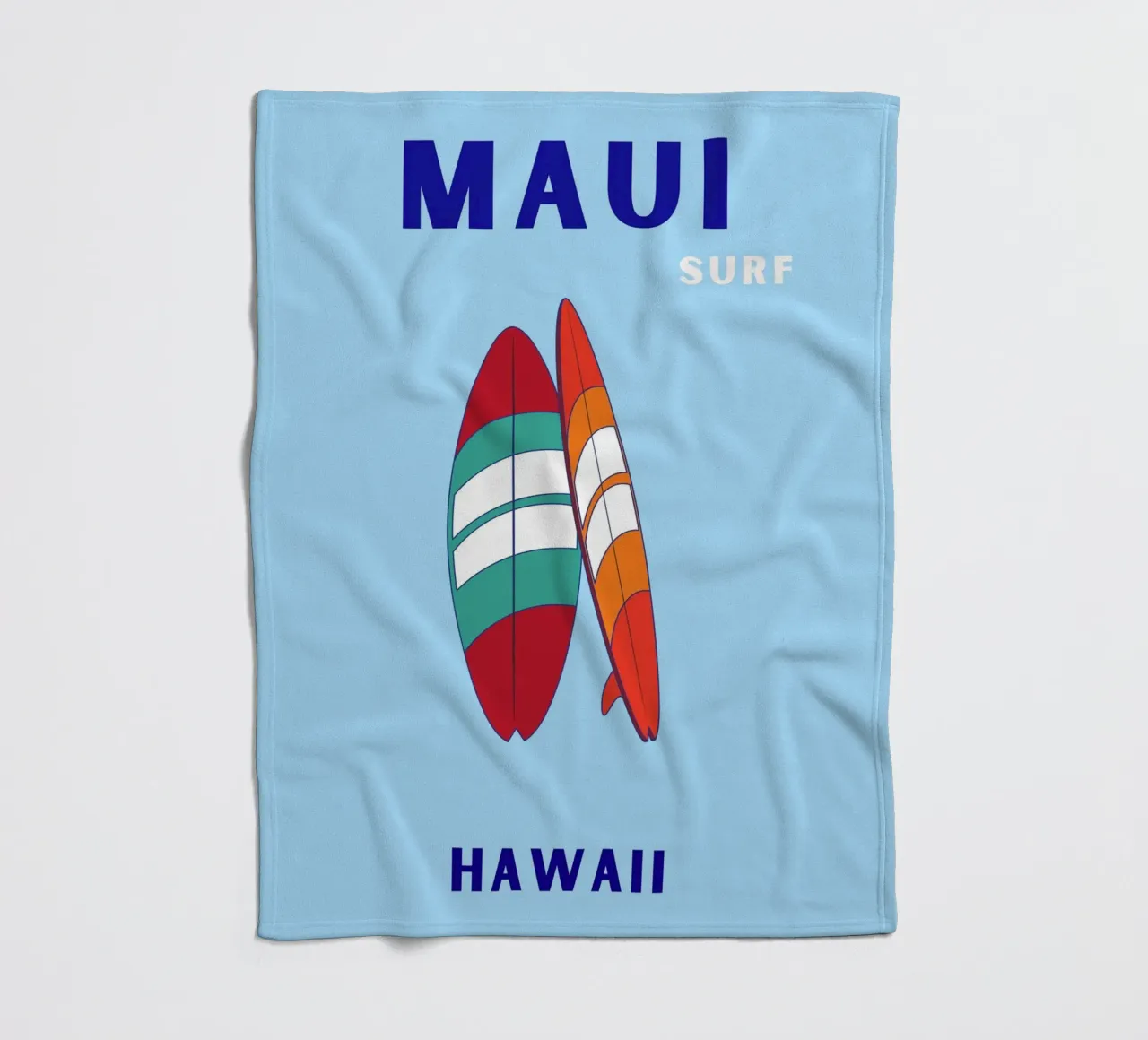 Maui Surf Art - Poster da spiaggia retrò e pop coperta in pile da NorwesClub