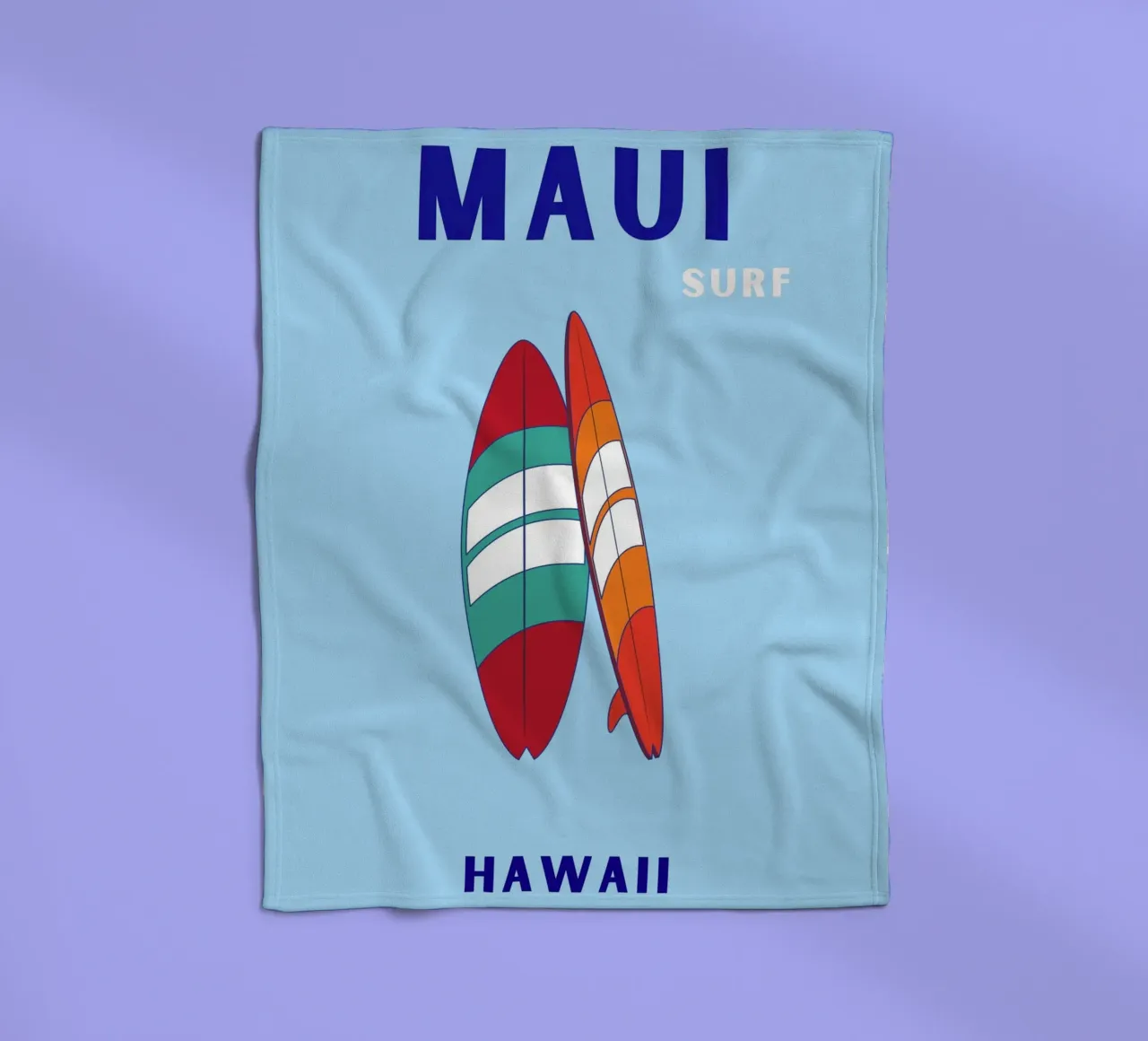 Maui Surf Art - Poster da spiaggia retrò e pop coperta in pile da NorwesClub