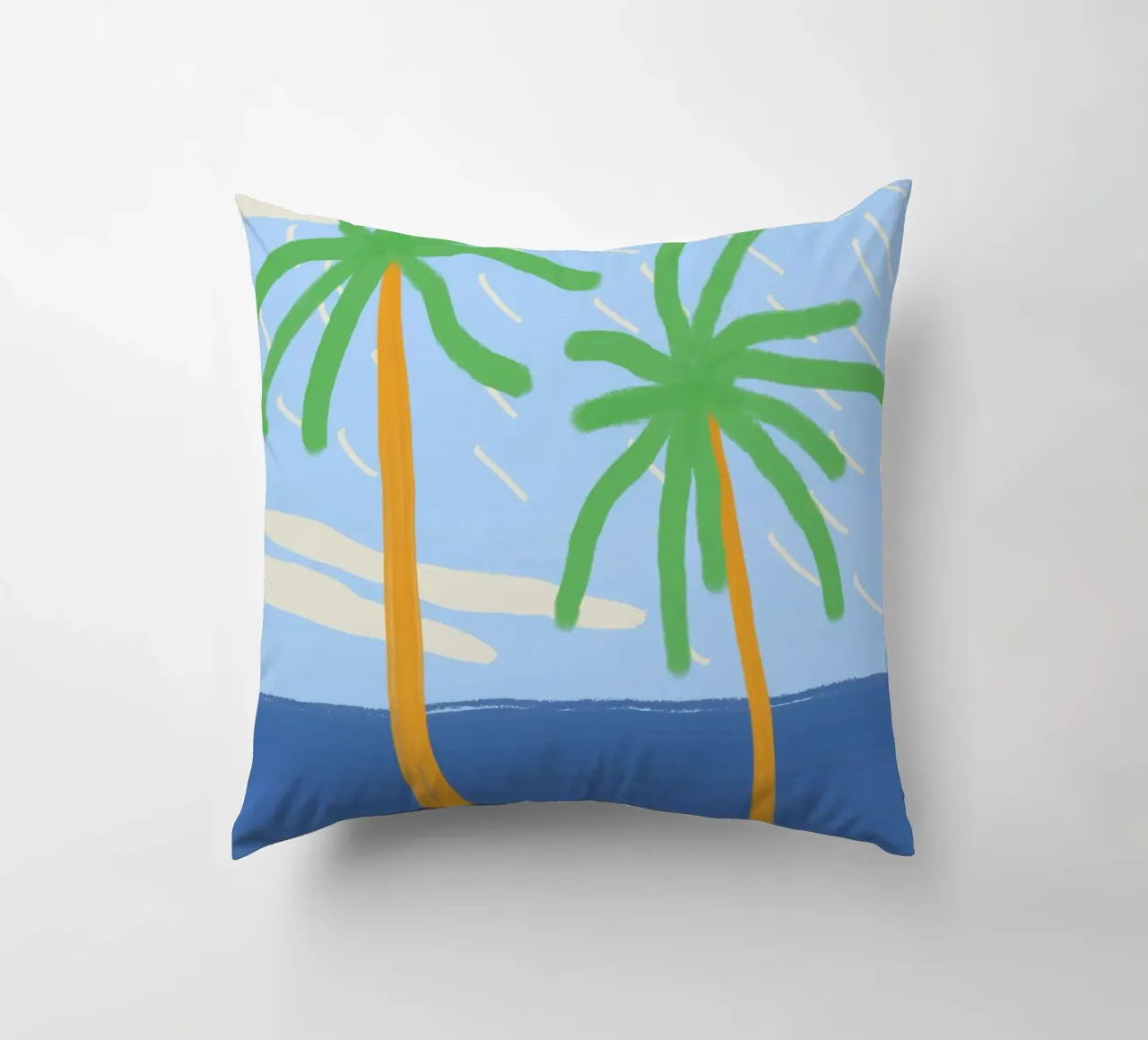 Illustrazione delle vacanze a Palm Beach cuscino da Little Dean
