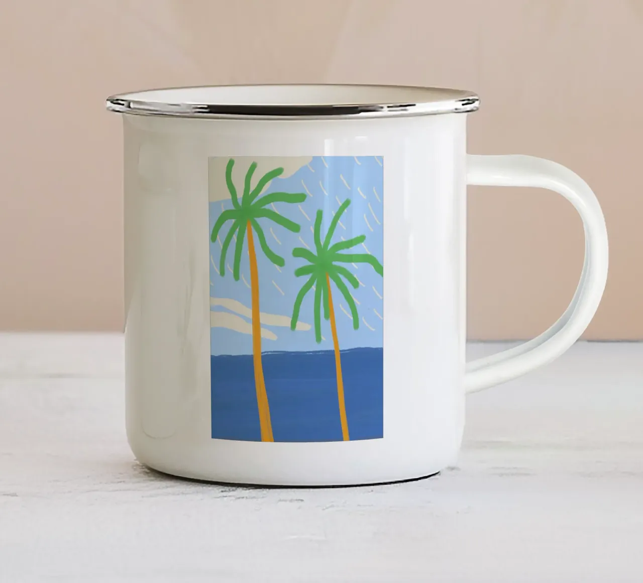 Illustrazione delle vacanze a Palm Beach tazza in smalto da Little Dean