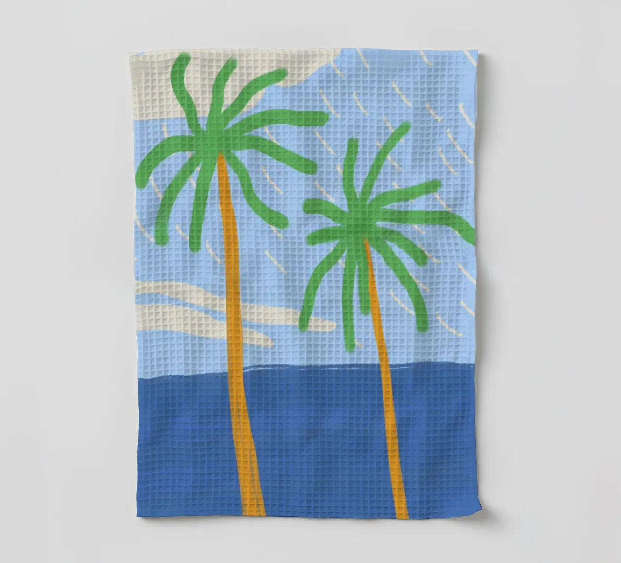 Palmstrand vakantie illustratie theedoek van Little Dean