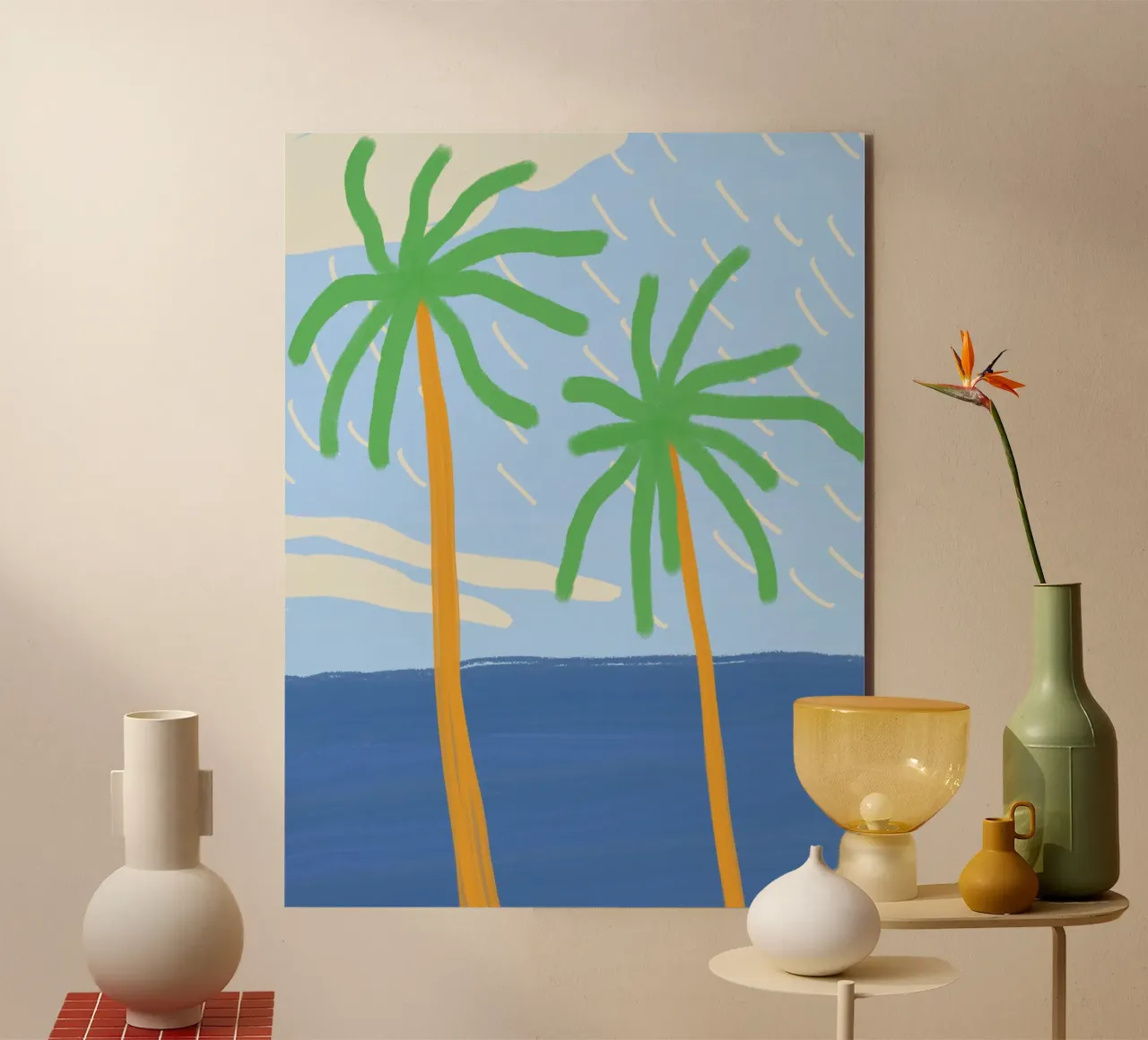 Illustrazione delle vacanze a Palm Beach alluminio dibond da Little Dean