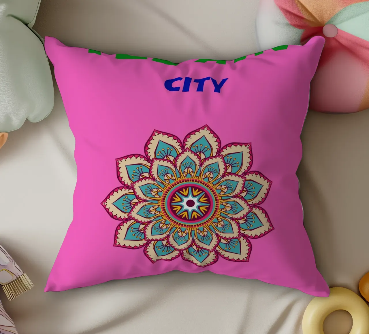Mandala di Tel Aviv - Poster di viaggio Boho Chic cuscino da NorwesClub