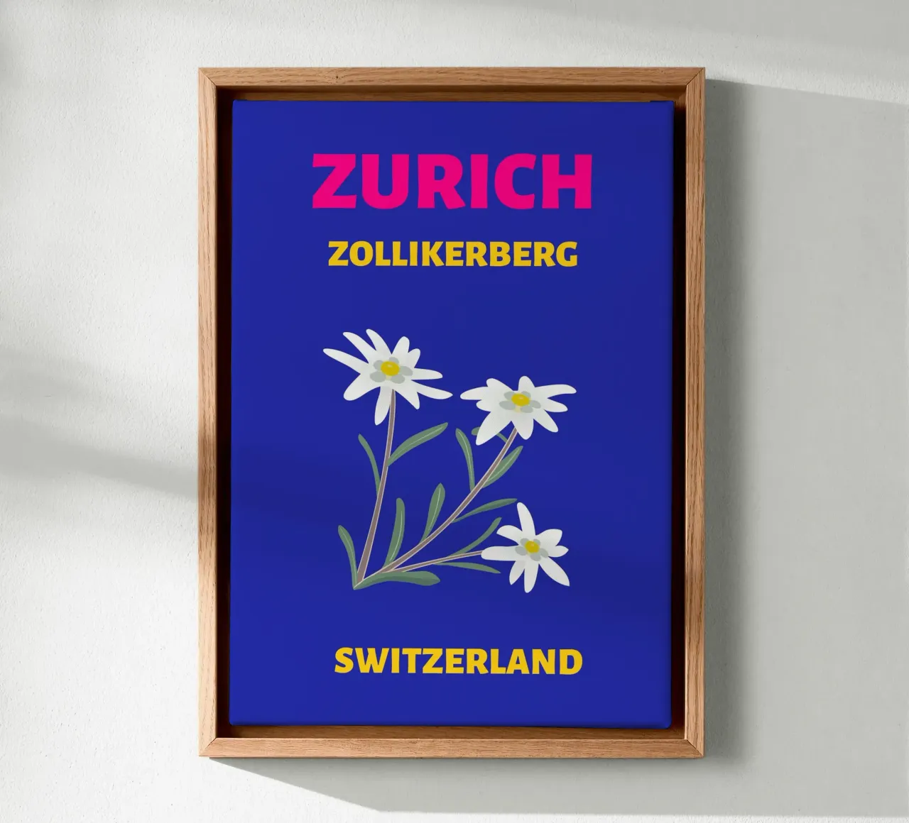 Zürich Edelweiss Art - Zwitserse Reisposter canvas met Baklijst van NorwesClub