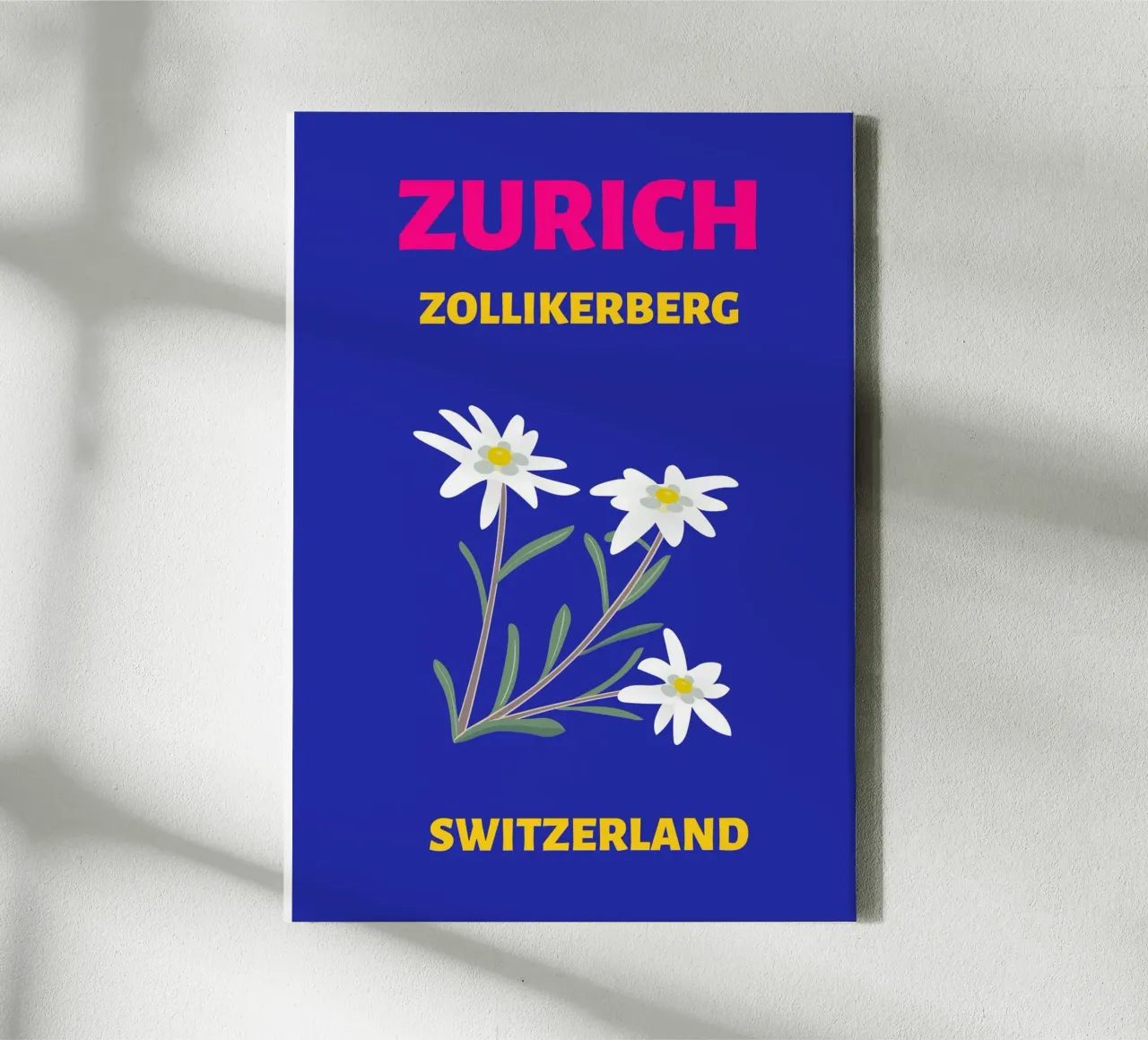 Zürich Edelweiss Art - Zwitserse Reisposter canvas met Baklijst van NorwesClub