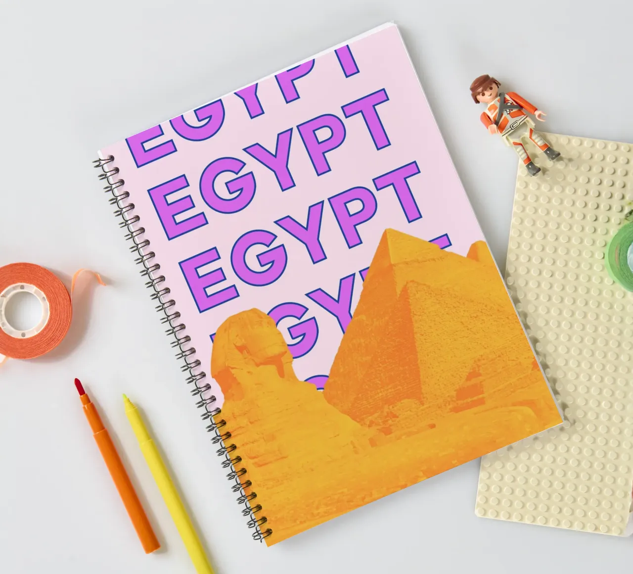 Egypt Pop Art Travel Poster - Pyramids & Sphinx Vibes spiral notebook by NorwesClub