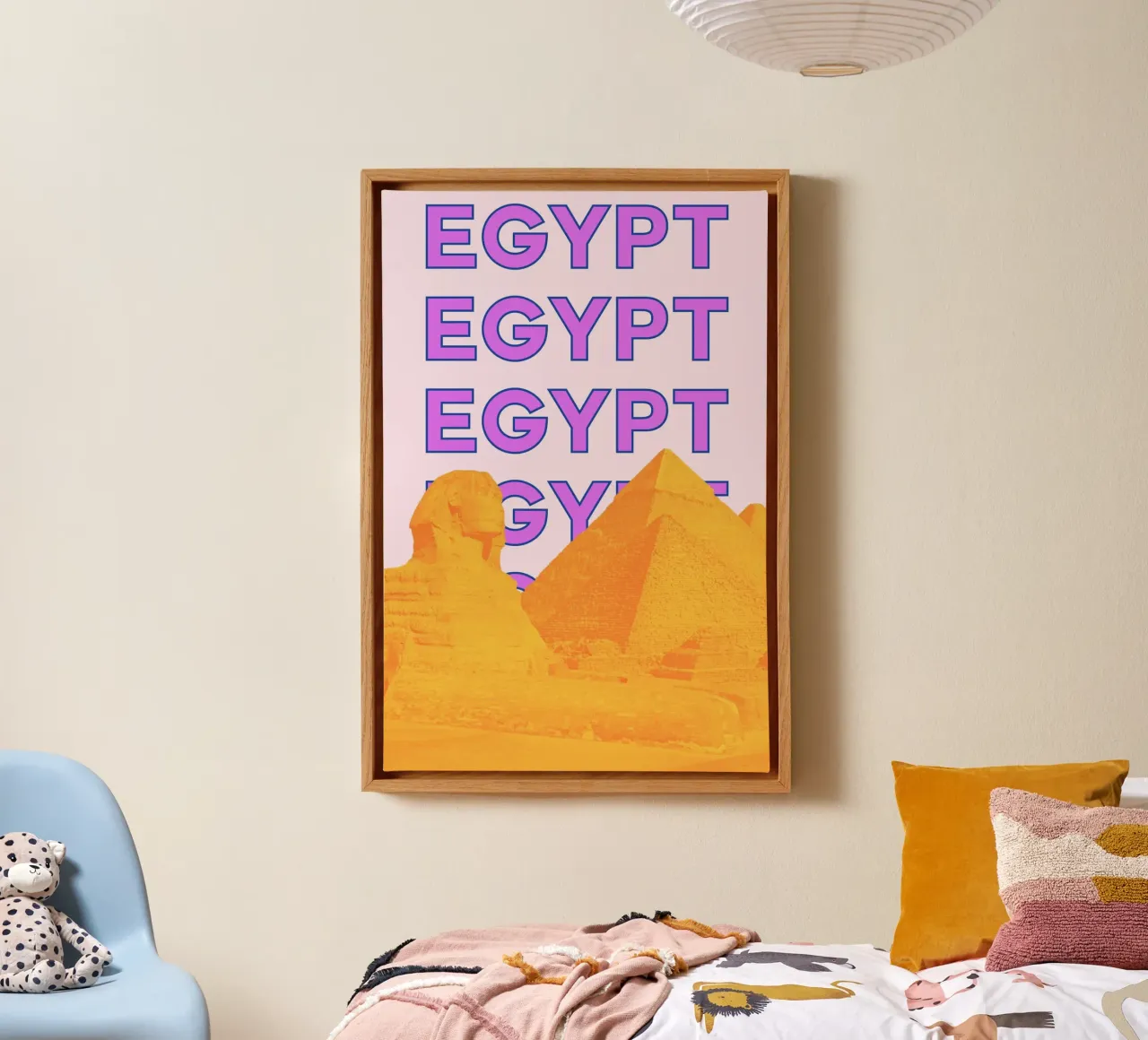 Ägypten Pop Art Reise Poster - Pyramiden & Sphinx Vibes Leinwand mit Schattenfugenrahmen von NorwesClub