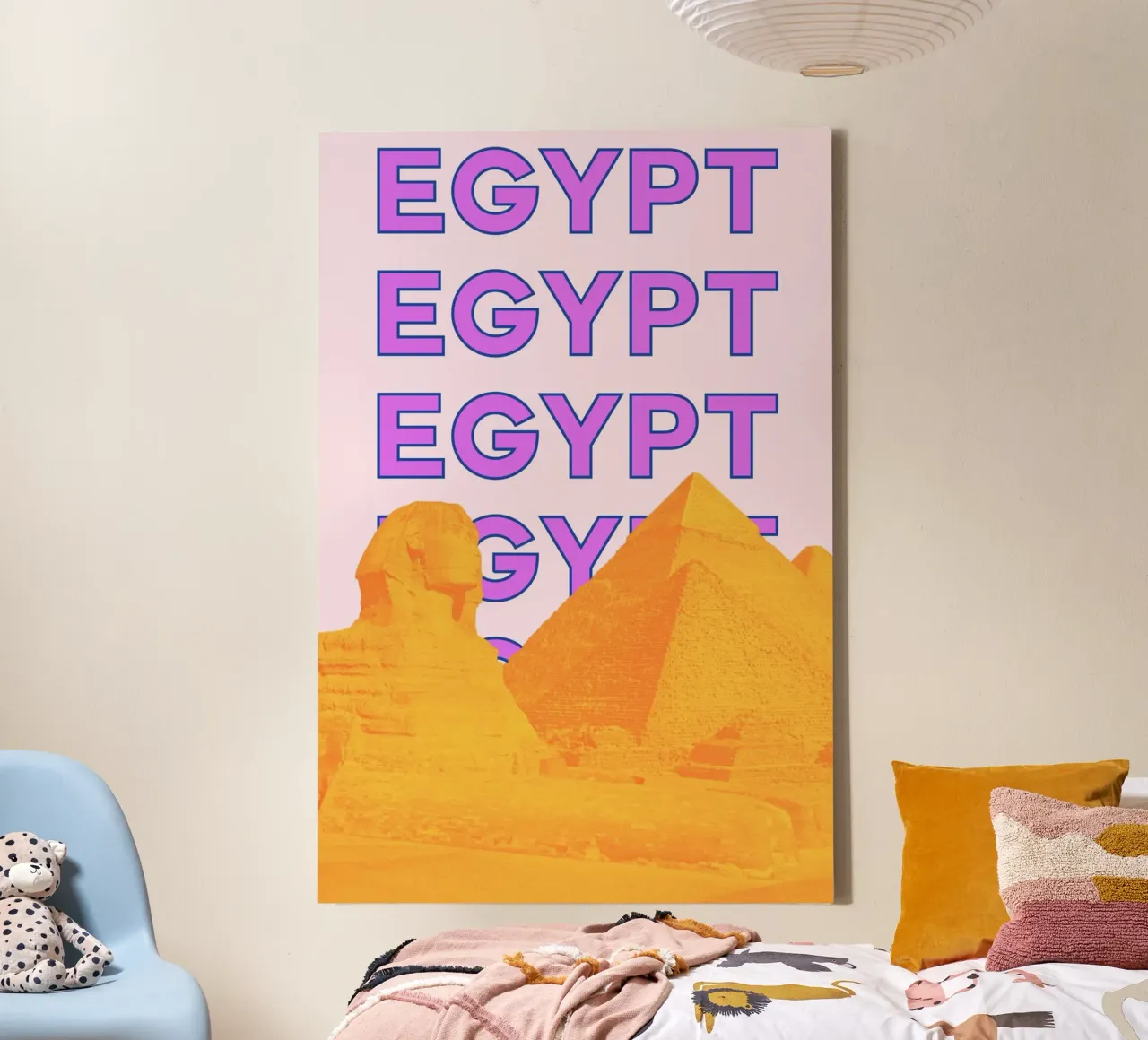 Ägypten Pop Art Reise Poster - Pyramiden & Sphinx Vibes Leinwand mit Schattenfugenrahmen von NorwesClub