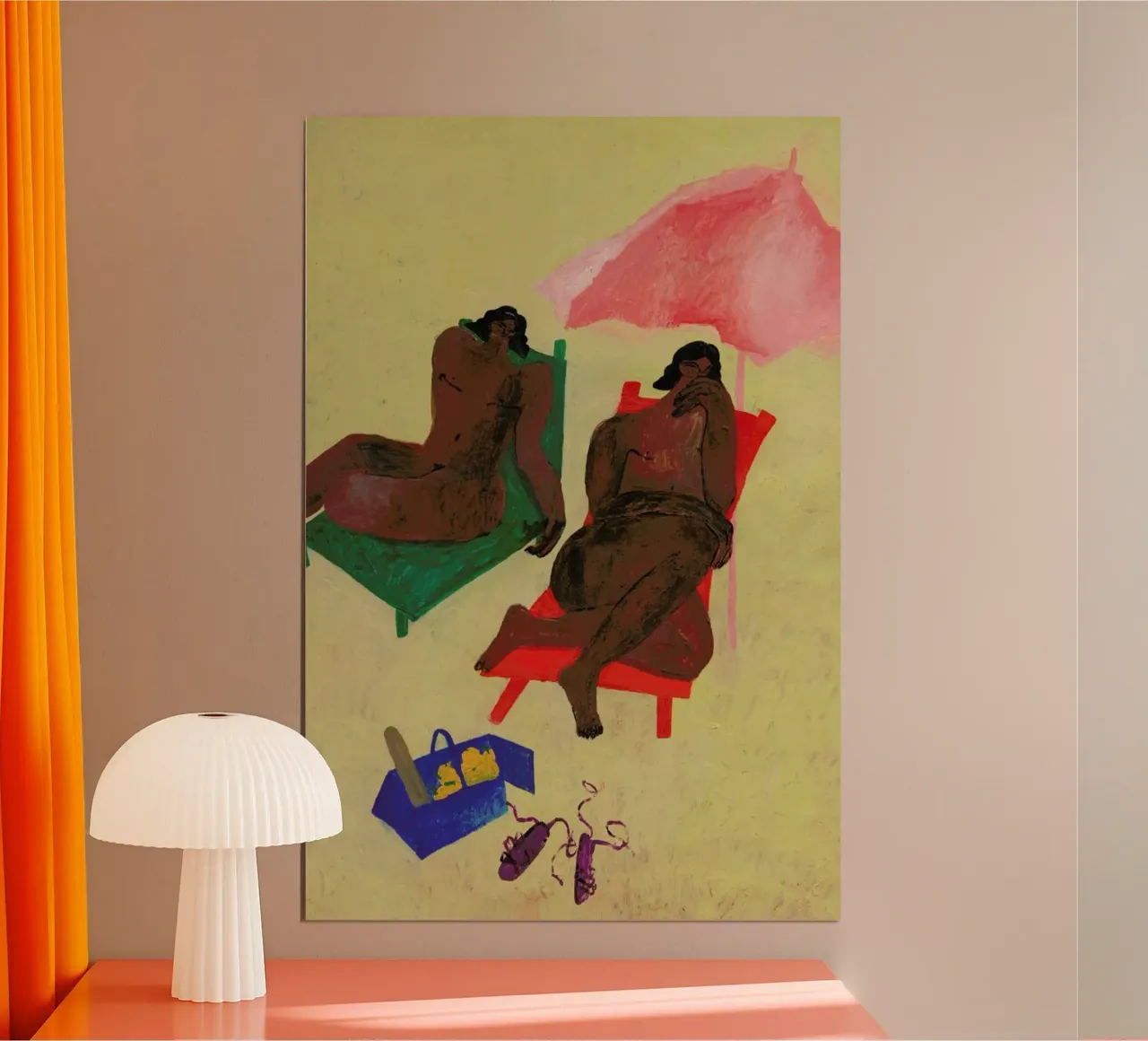 At the Beach poster con telaio in plastica da Nudes and Croissants