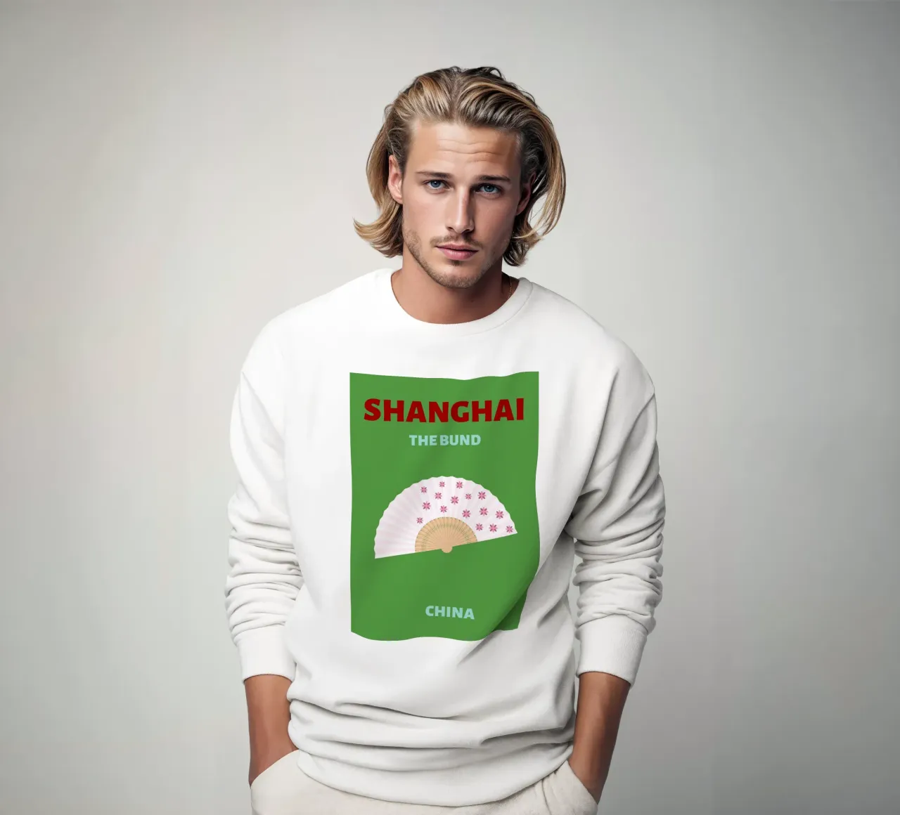 Shanghai Fan Art - Poster di viaggio in Cina felpa da NorwesClub