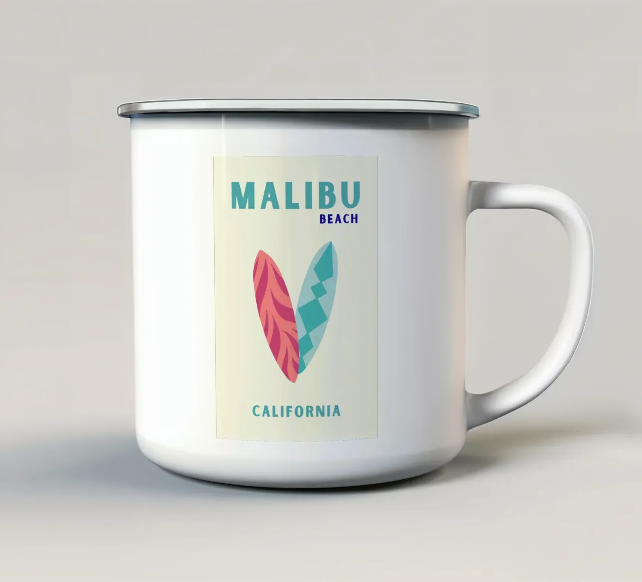 Malibu Beach Surf Art - Küstenstimmung & ästhetisches Dekor Emaille Tasse von NorwesClub
