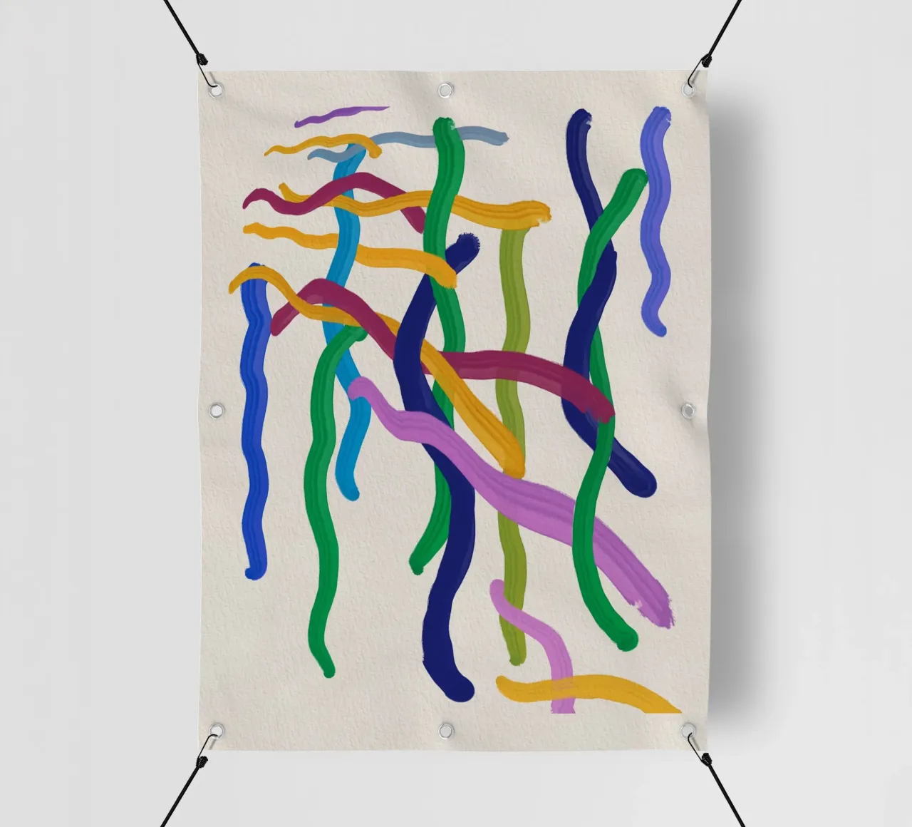 Pittura astratta a corde colorate telo in pvc da Little Dean