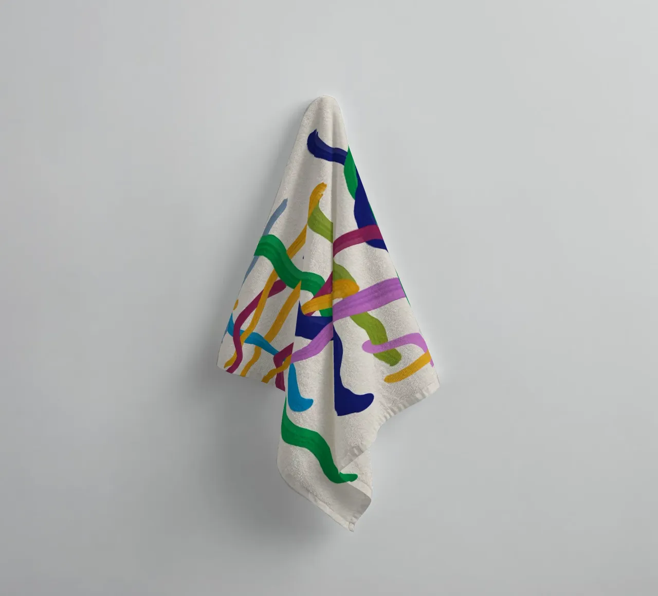 Colorful strings abstract painting towel by Little Dean