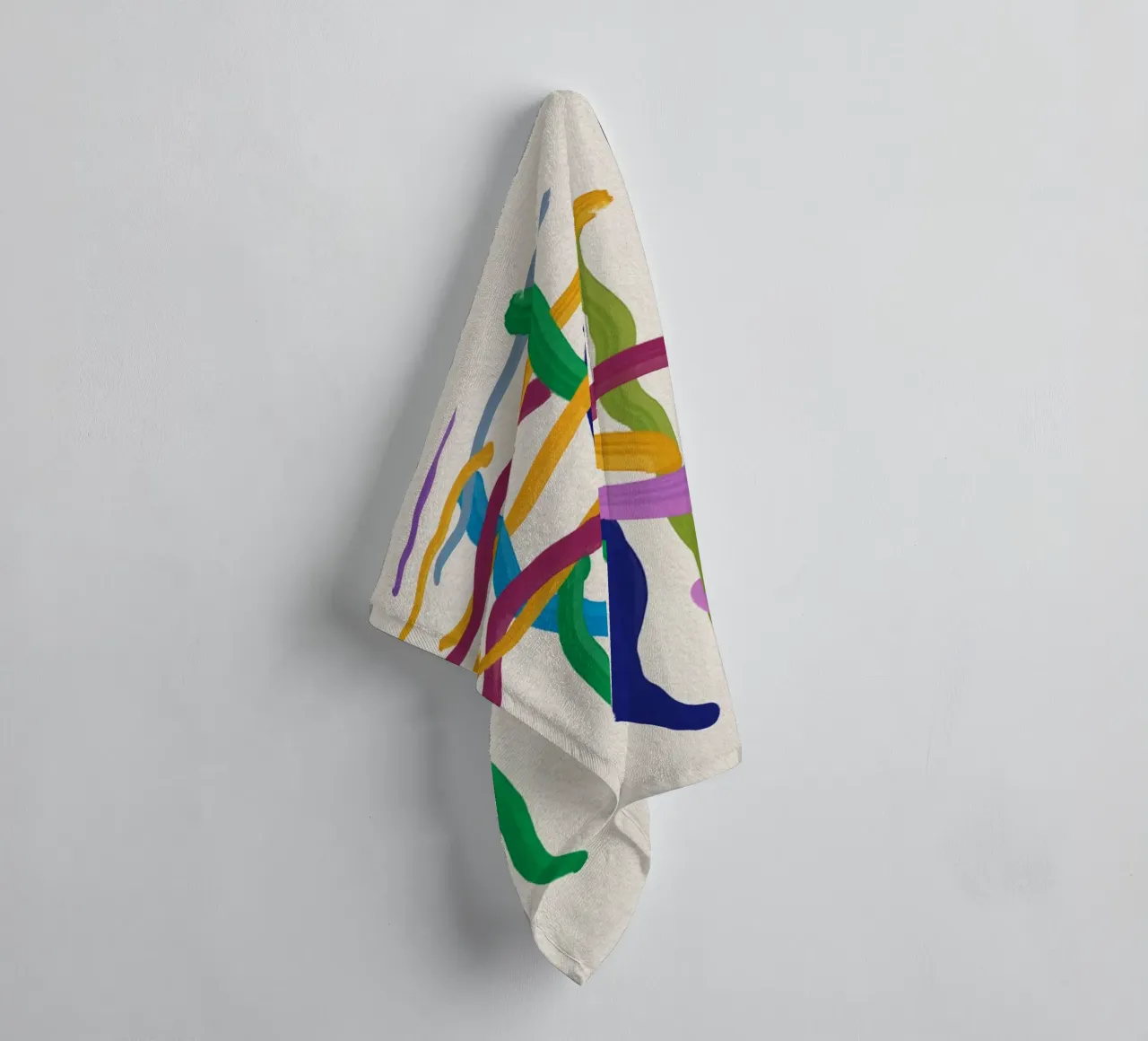 Colorful strings abstract painting towel by Little Dean