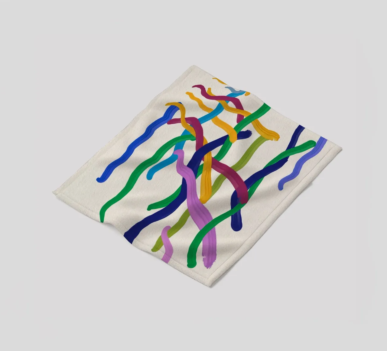Colorful strings abstract painting fleece blanket by Little Dean