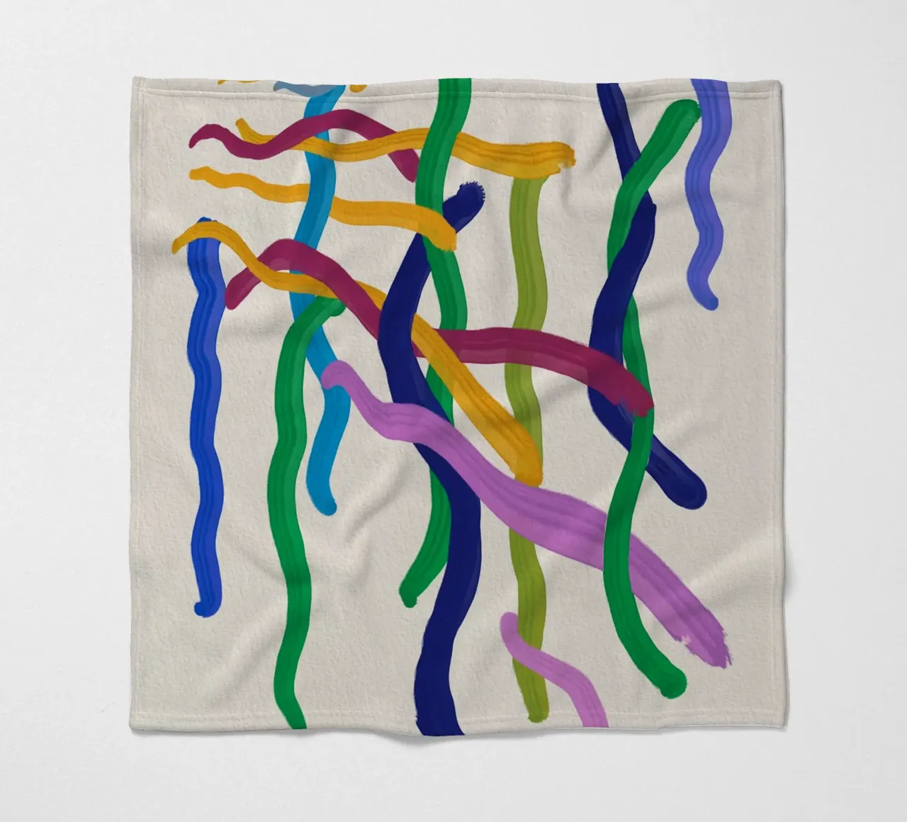 Colorful strings abstract painting fleece blanket by Little Dean