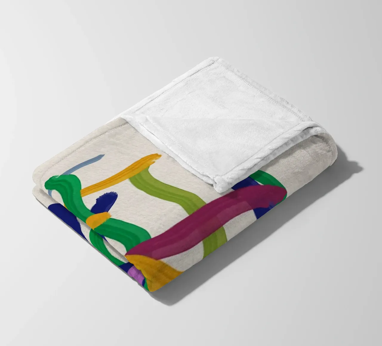 Colorful strings abstract painting fleece blanket by Little Dean