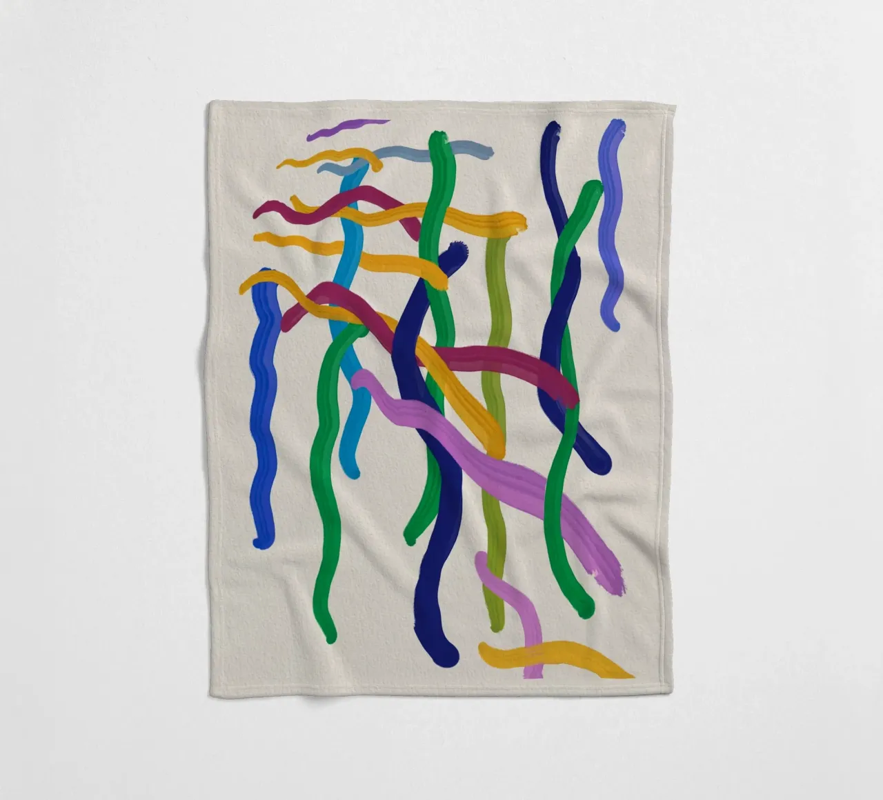 Colorful strings abstract painting fleece blanket by Little Dean