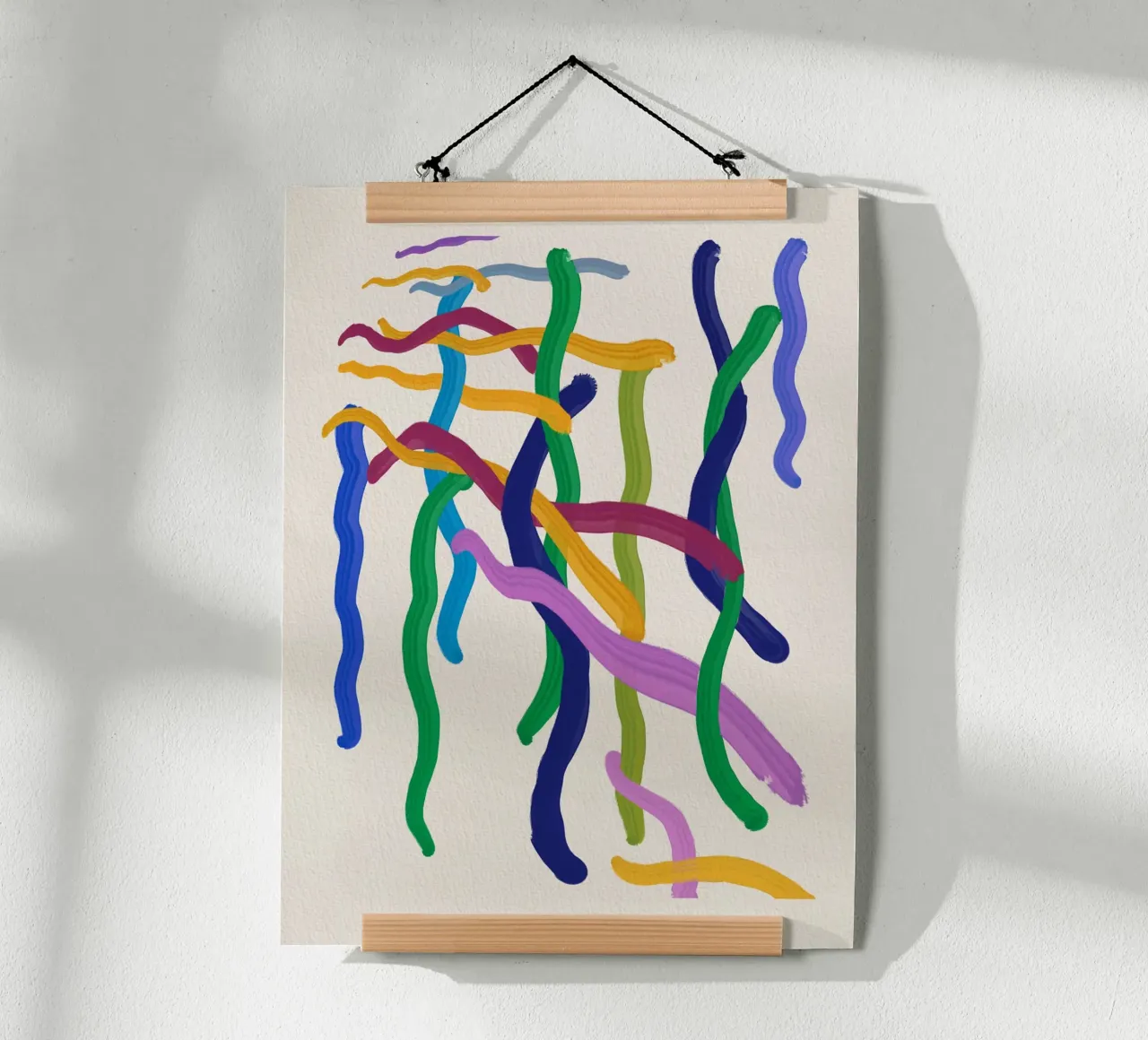 Colorful strings abstract painting hahnemühle by Little Dean