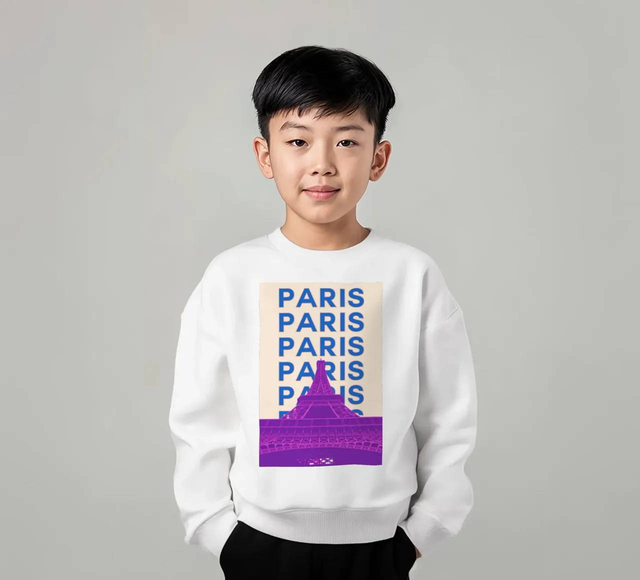 Paris Eiffel Tower Art - Iconic Pop Cityscape Decor Trendy kids sweatshirt by NorwesClub
