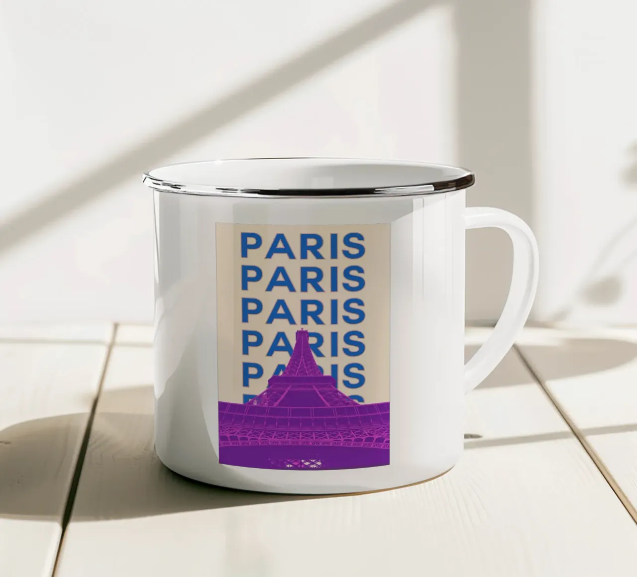 Arte della Torre Eiffel di Parigi - Paesaggio urbano iconico Pop Decor Trendy tazza in smalto da NorwesClub