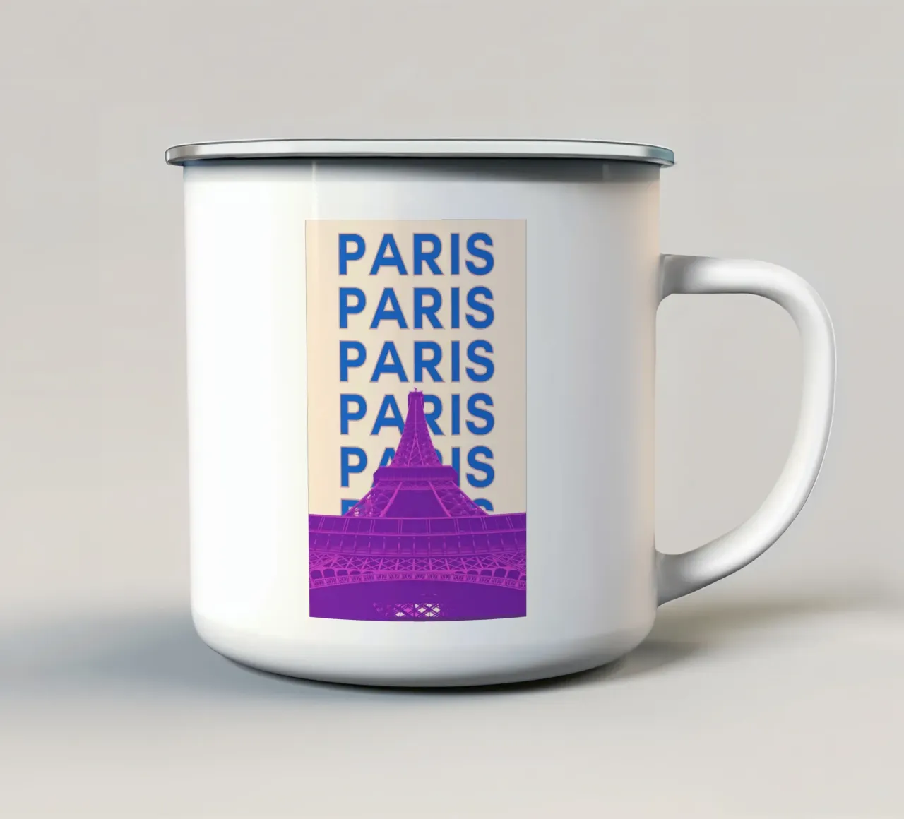 Arte della Torre Eiffel di Parigi - Paesaggio urbano iconico Pop Decor Trendy tazza in smalto da NorwesClub