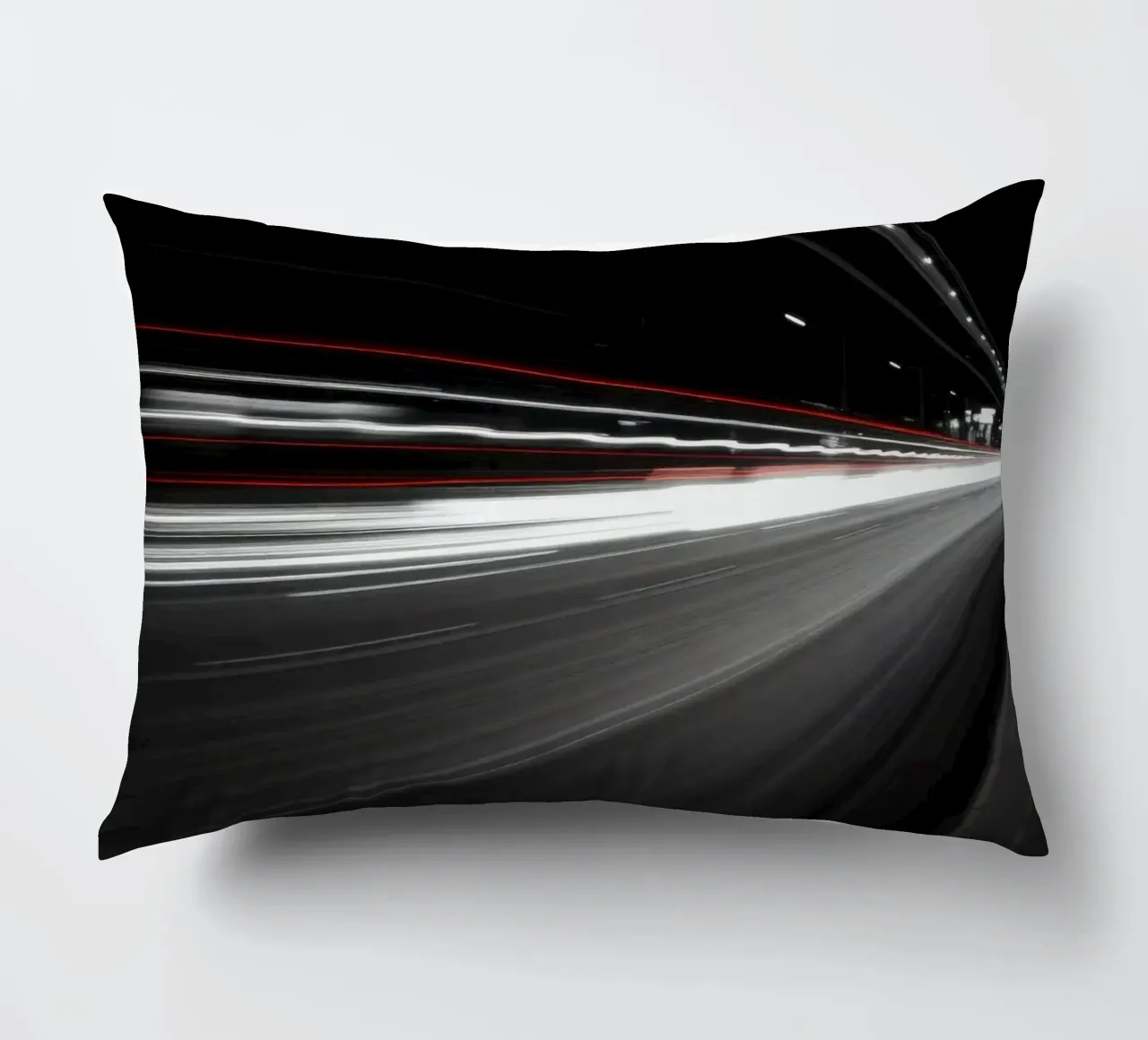 Dynamic lights create streaks on a busy city road decorative cushion by DesignDoodle