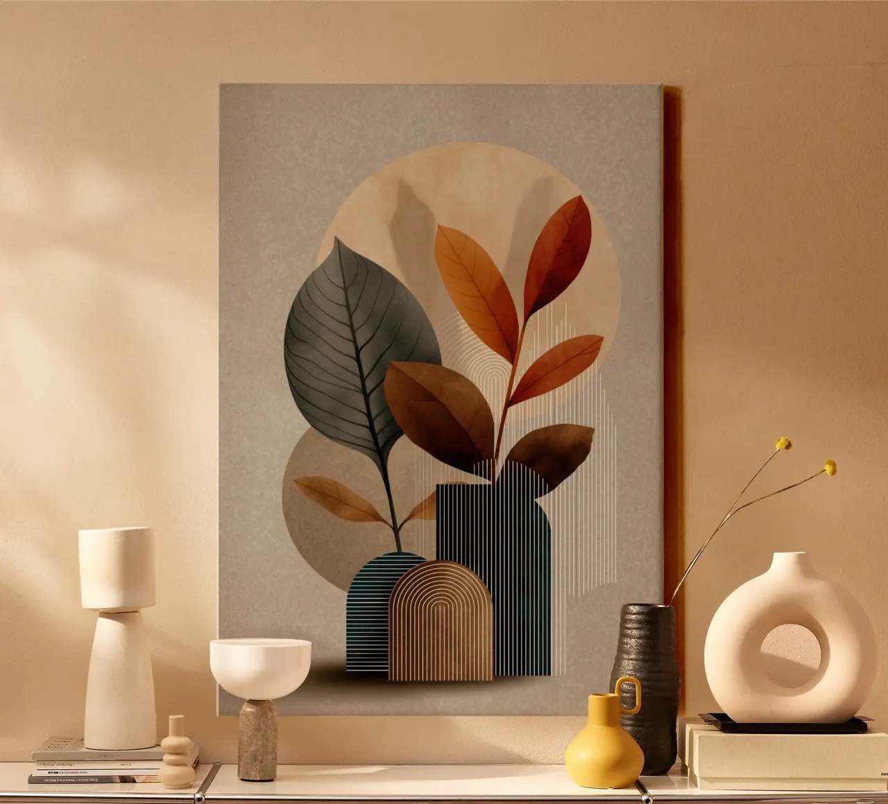 Abstract stil leven canvas met Baklijst van Imagine