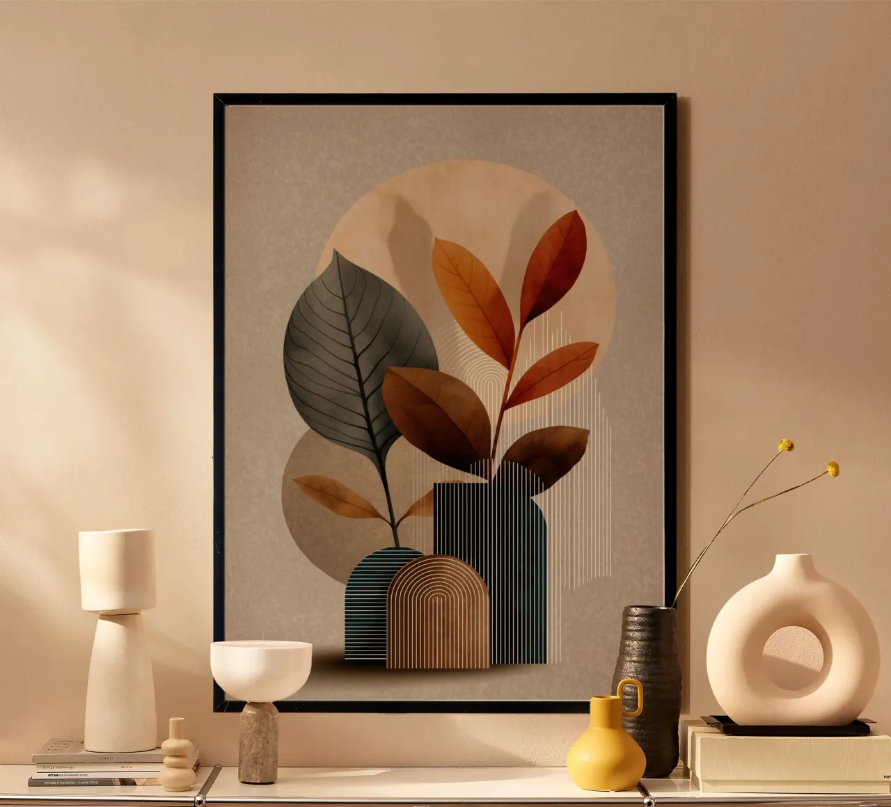 Astratto stil leven poster con telaio in plastica da Imagine