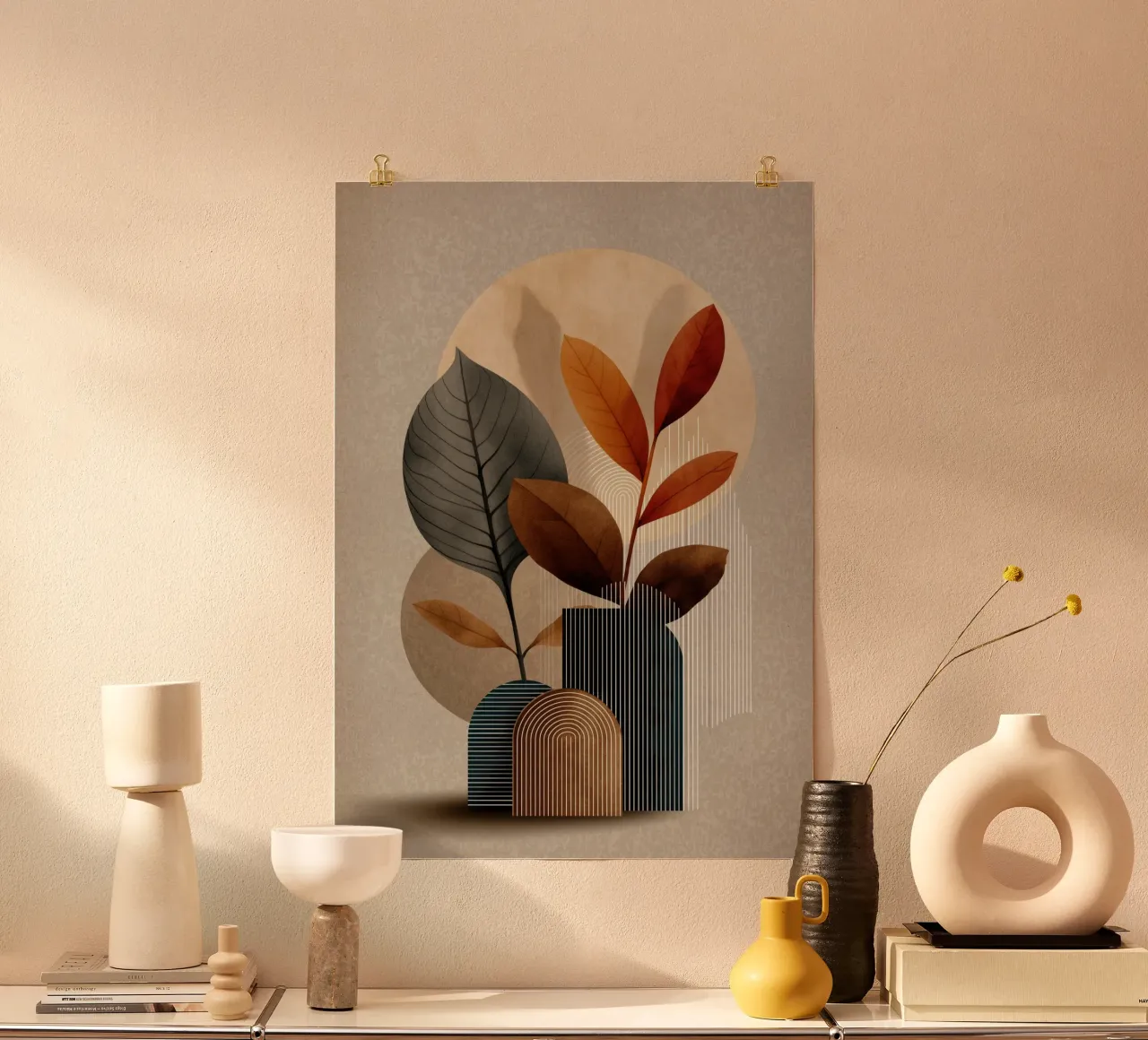 Astratto stil leven poster con telaio in plastica da Imagine