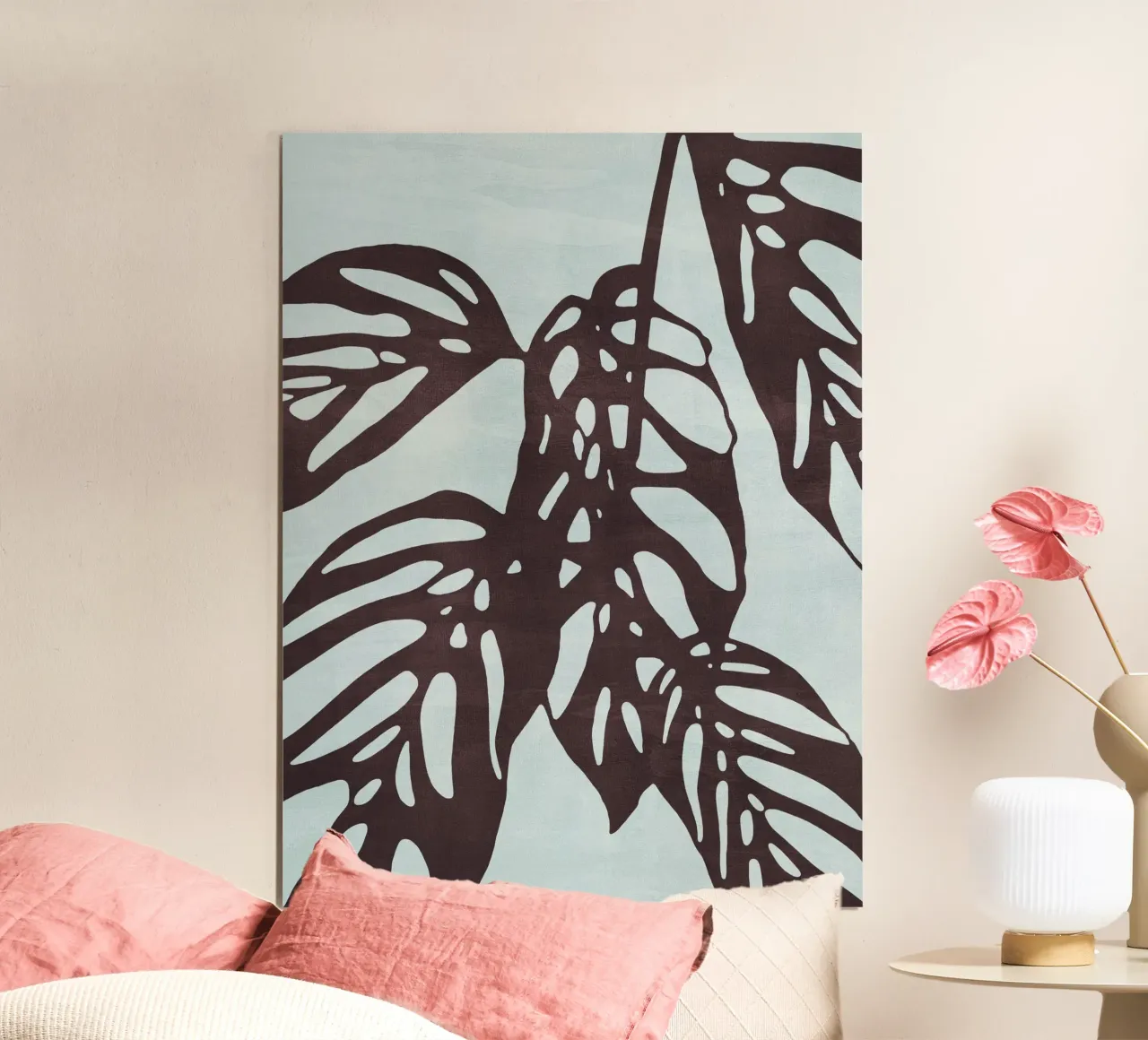 Monstera no. 1 Blue poster met kunststof frame van adrianooliveira