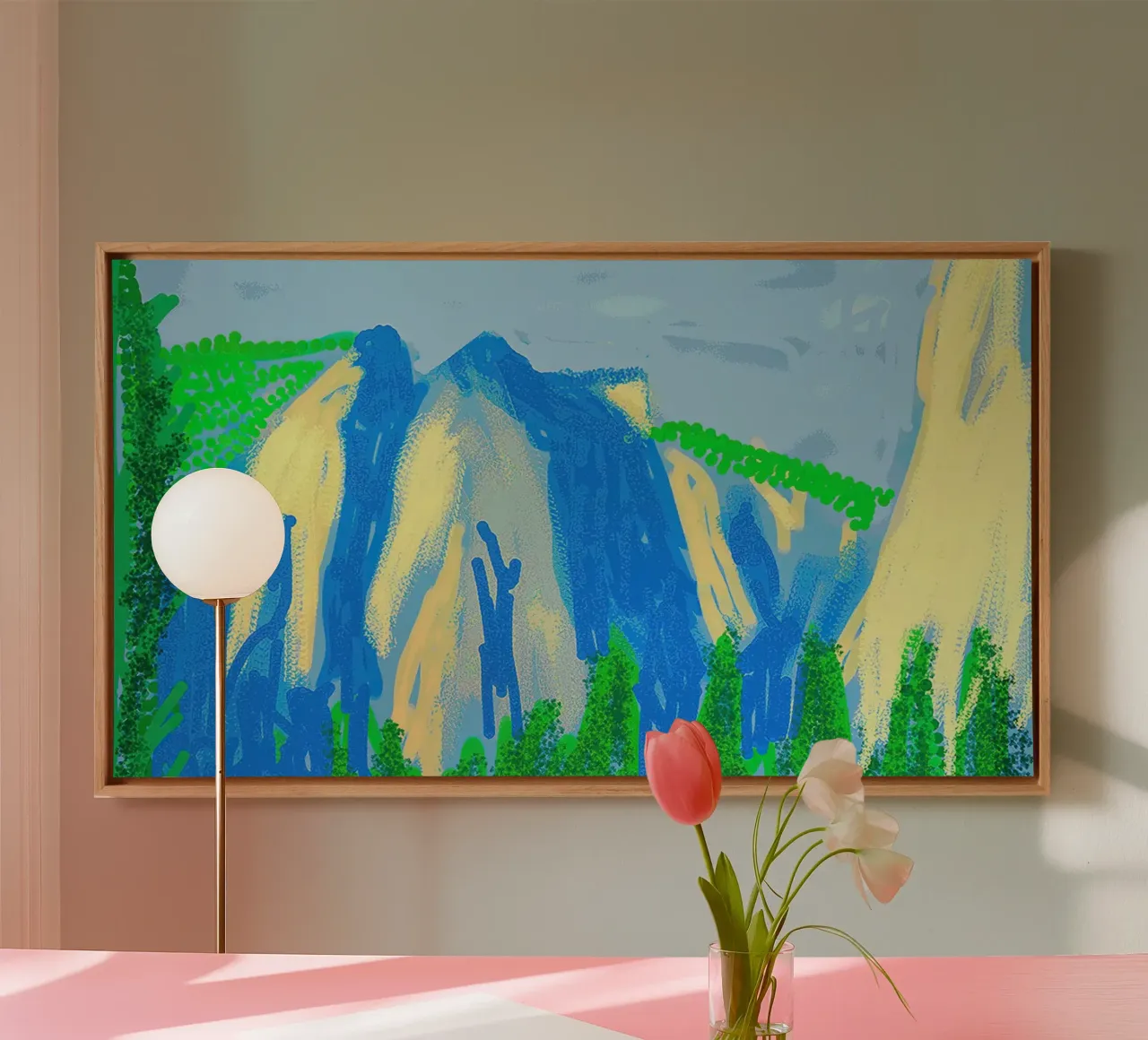 Captures Yosemite with mountains canvas with Floater frame by khanrosie