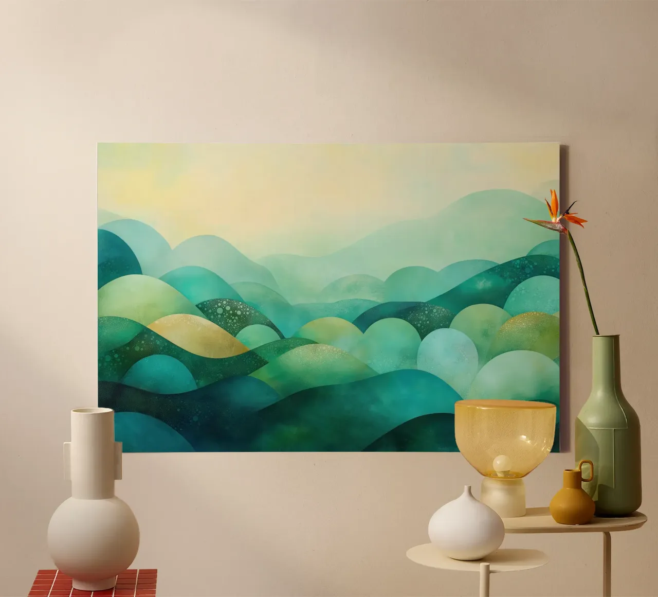 Abstract blauw landschap canvas van Imagine