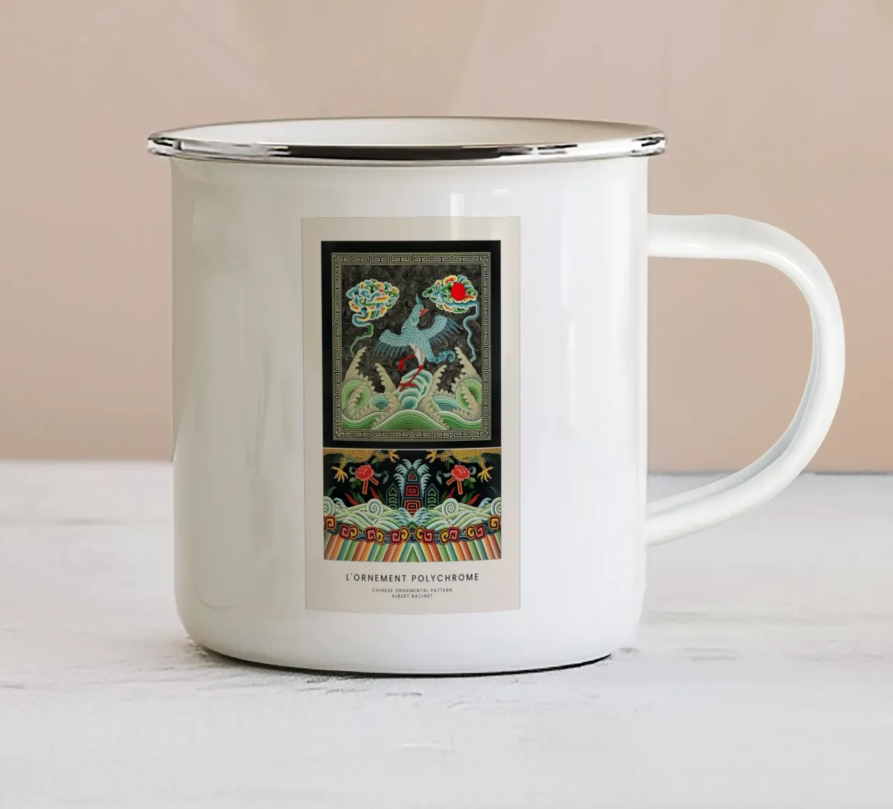 Racinet -  Chinese Ornamental Pattern II tazza in smalto da Vintage by JUNIQE