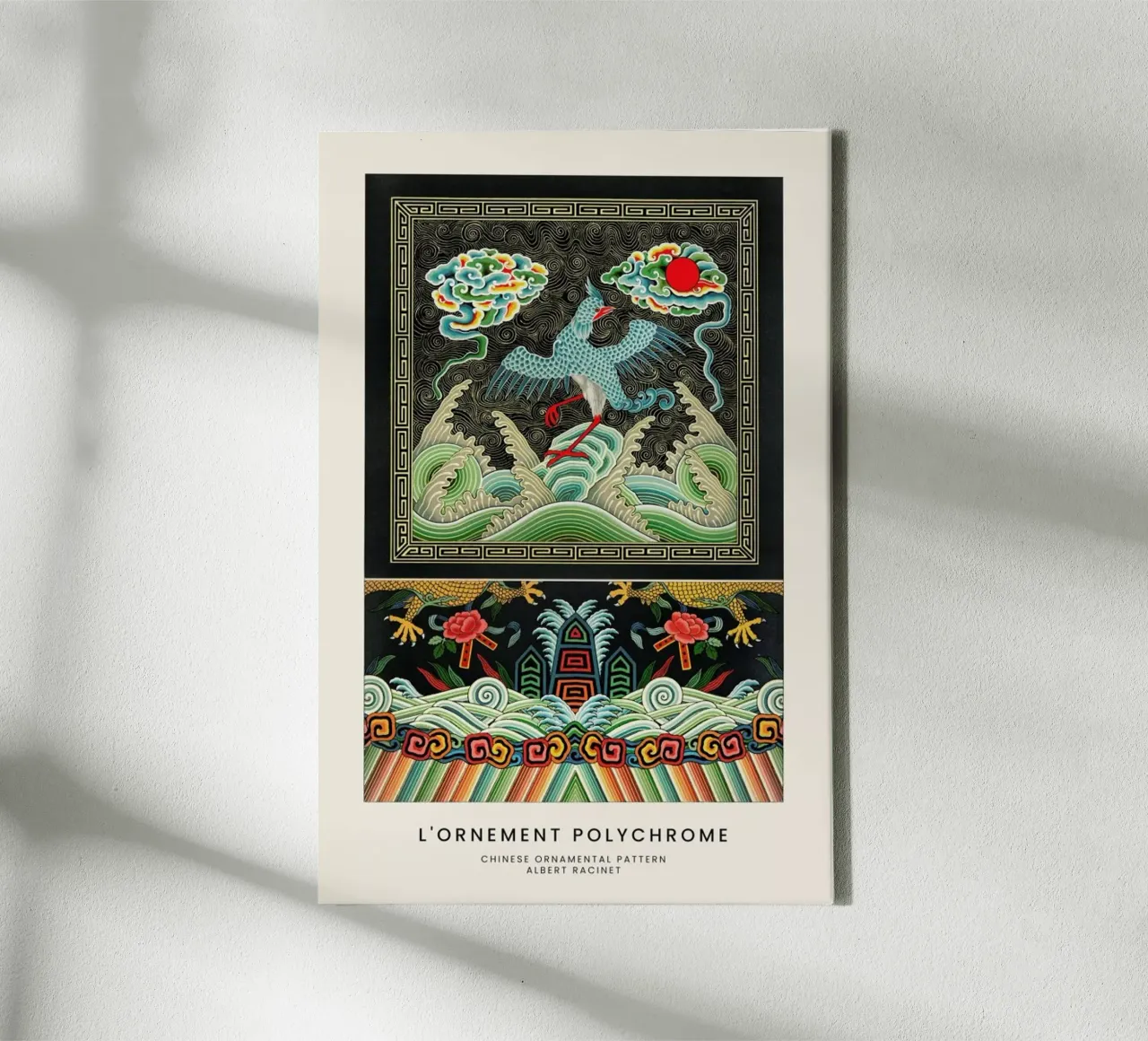Racinet -  Chinese Ornamental Pattern II tela con Cornice a cassetta da Vintage by JUNIQE