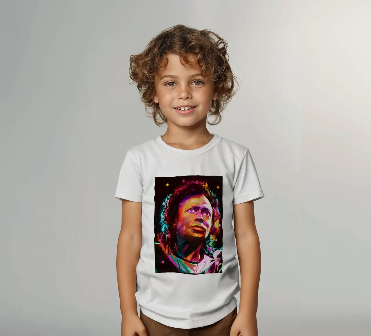 Miles Davis colorful pop art portrait kids t-shirt by Hantamrata
